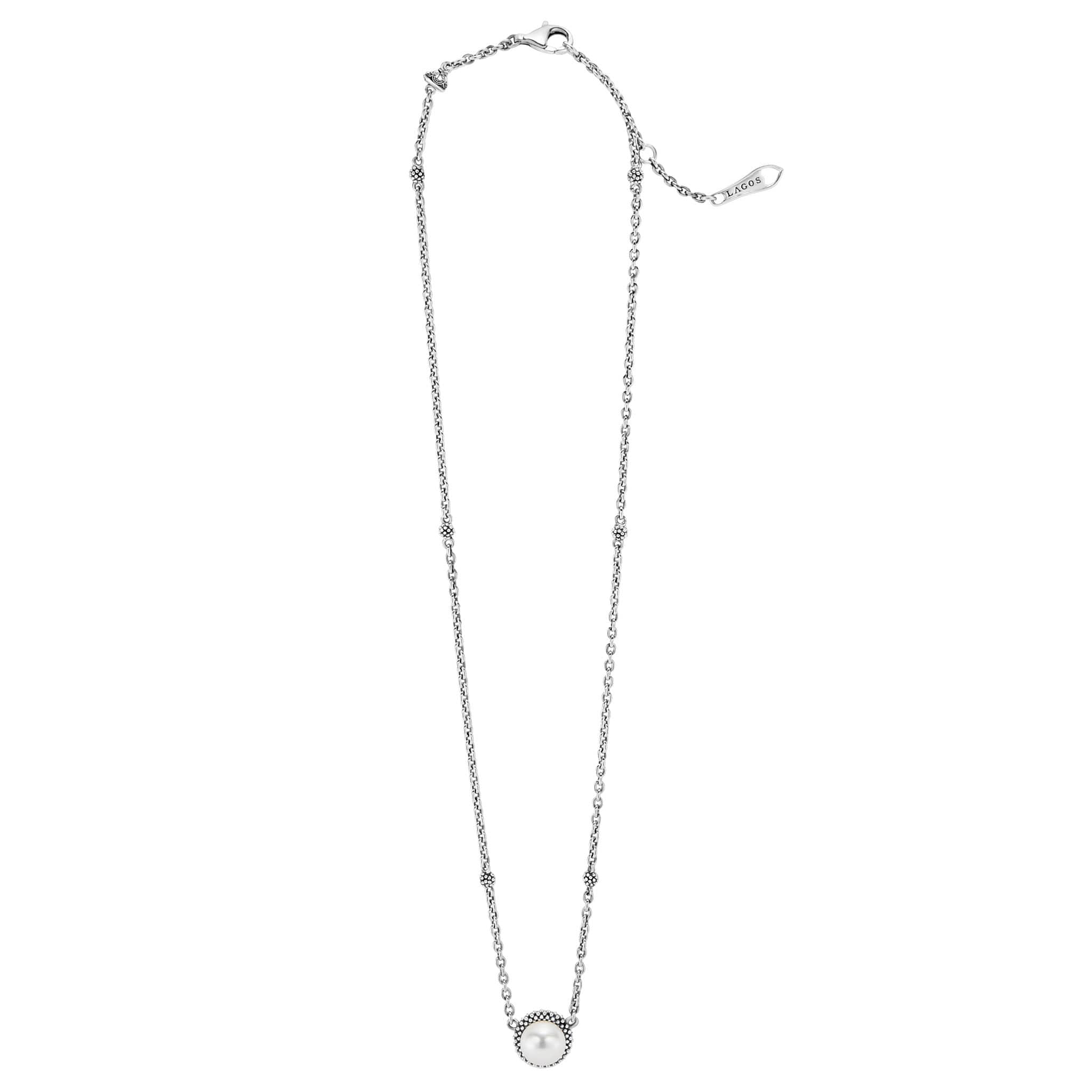 Luna Sterling Silver Pearl Earrings & Necklace Gift Set - Image 4