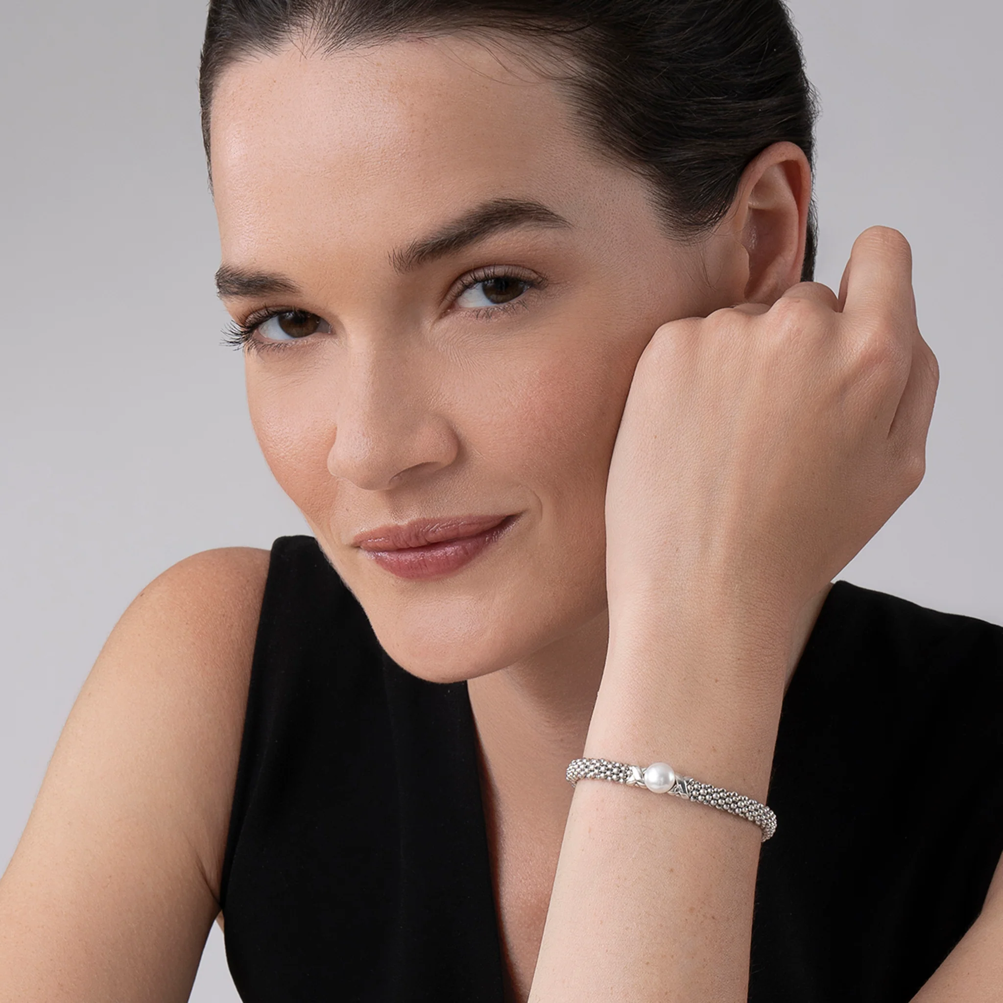 Luna Silver X Pearl Caviar Bracelet | 6mm - Image 2