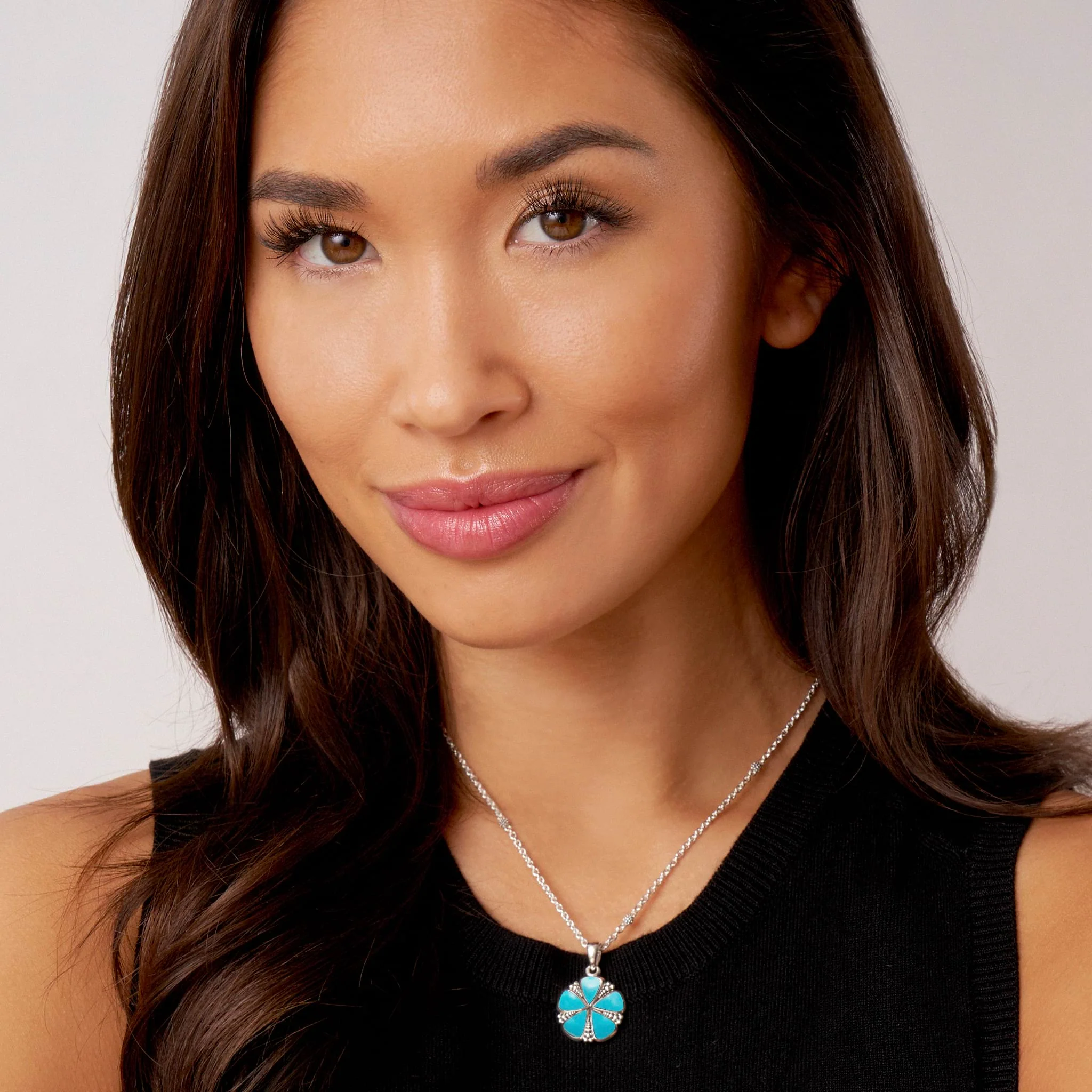 Maya Turquoise Flower Pendant Necklace - Image 2