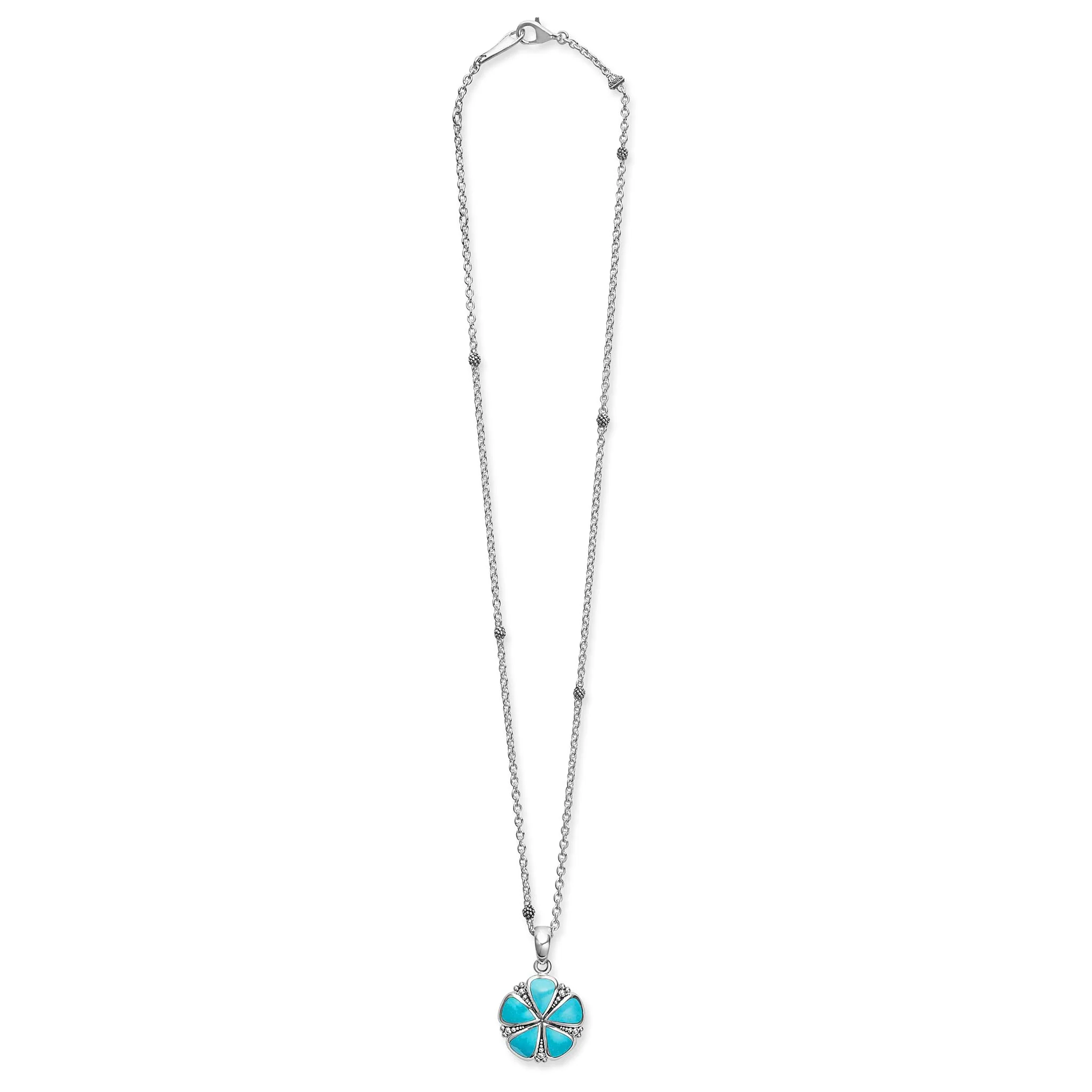Maya Turquoise Flower Pendant Necklace - Image 3