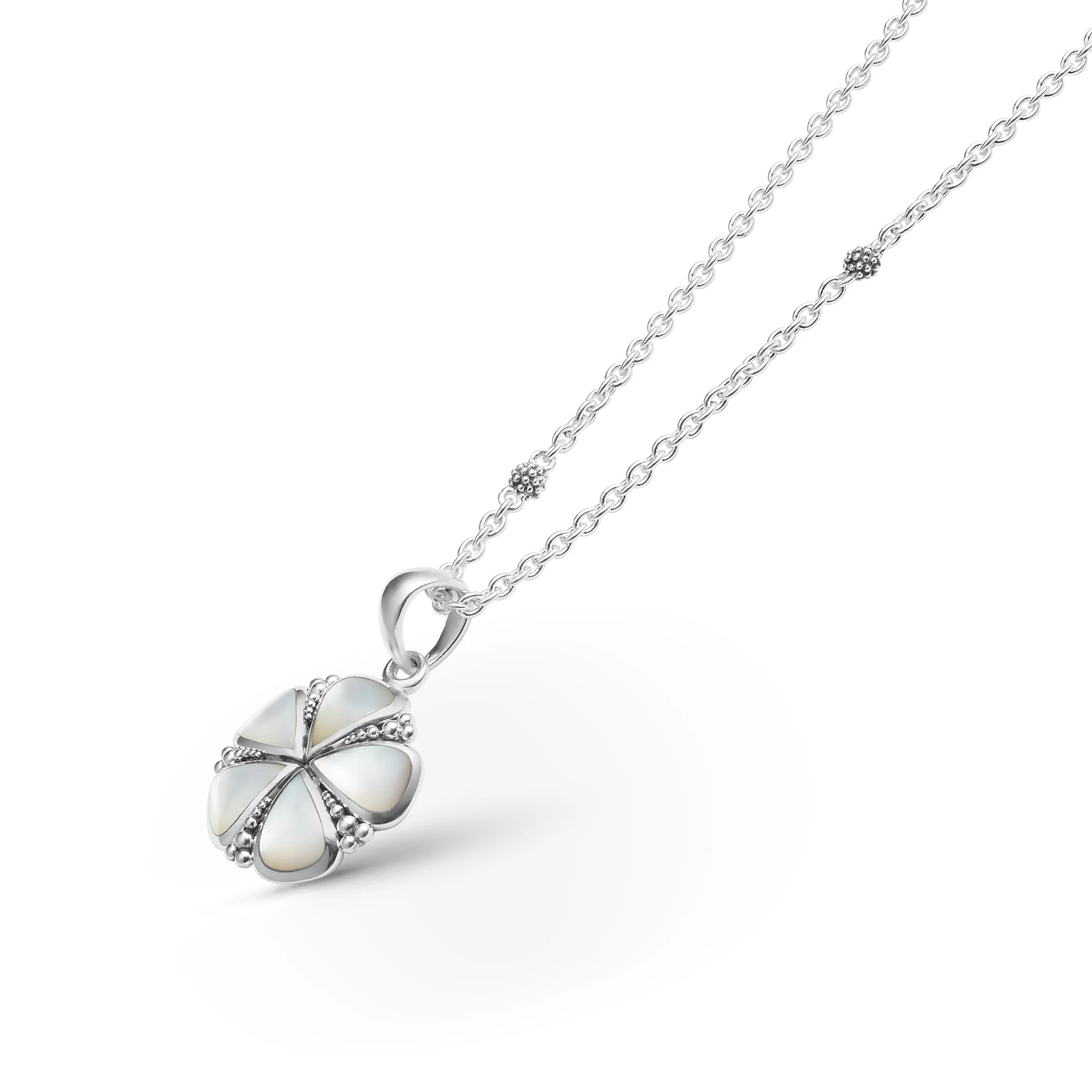 Maya Mother of Pearl Flower Pendant Necklace - Image 6