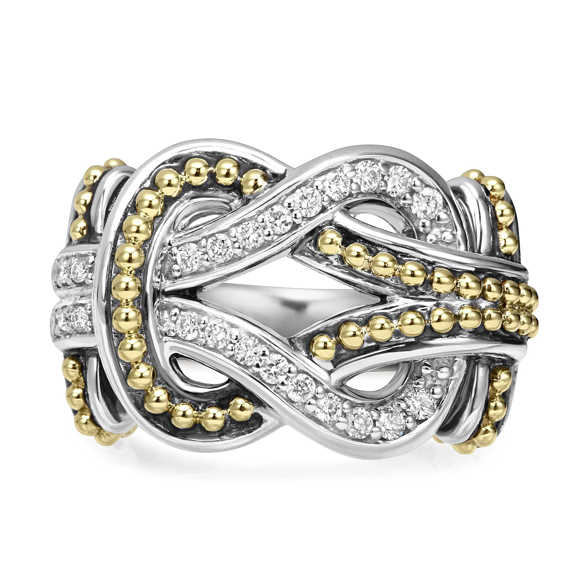 Newport Two-Tone Knot Diamond Statement Ring - Image 3
