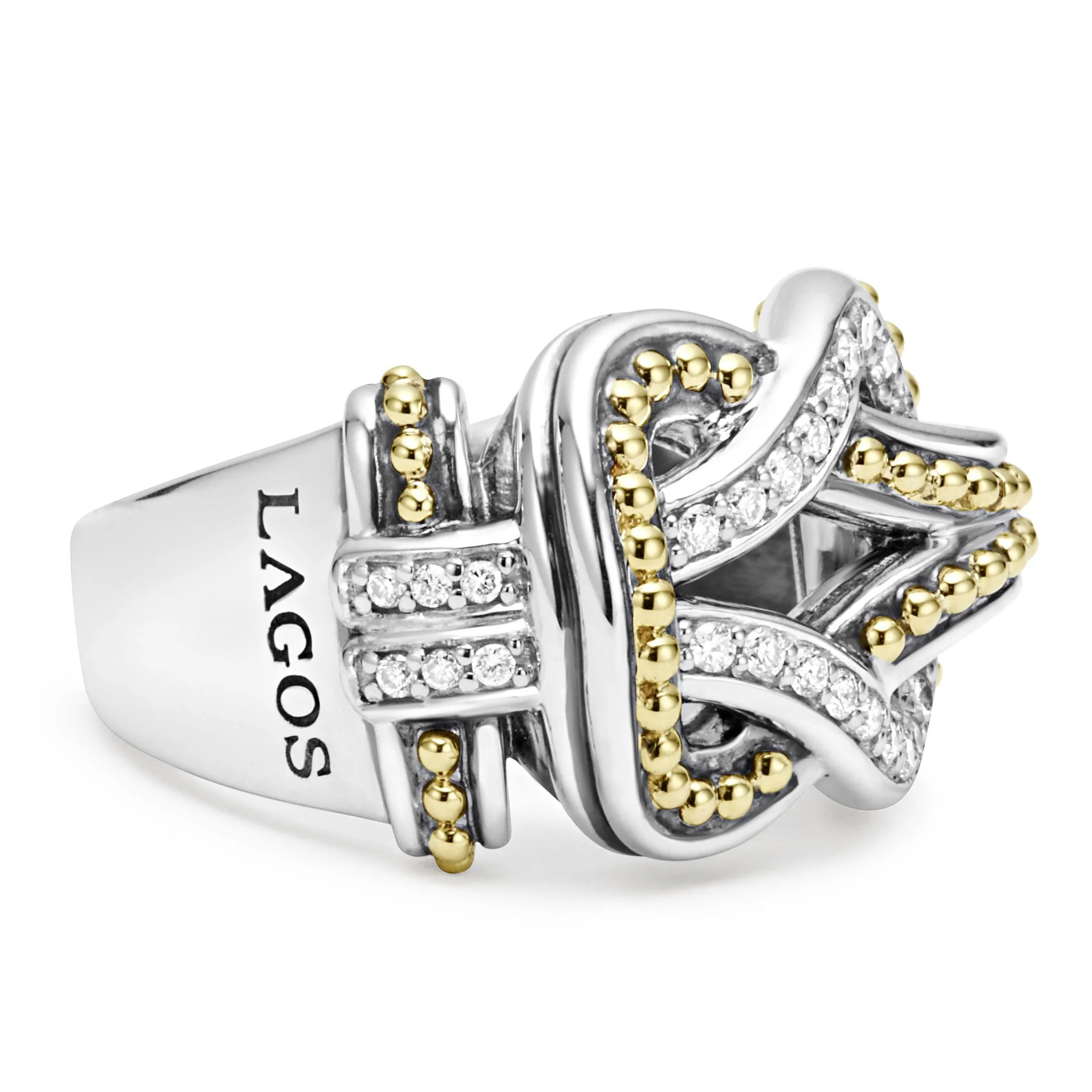 Newport Two-Tone Knot Diamond Statement Ring - Image 4