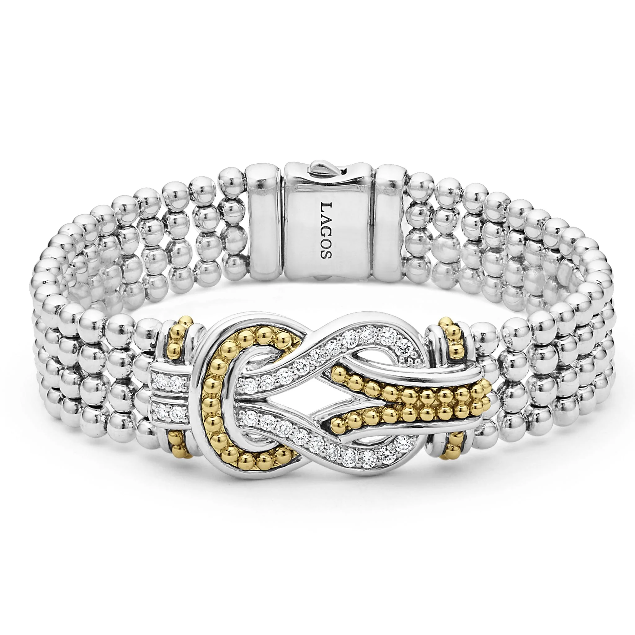 Newport Two-Tone Knot Diamond Statement Bracelet