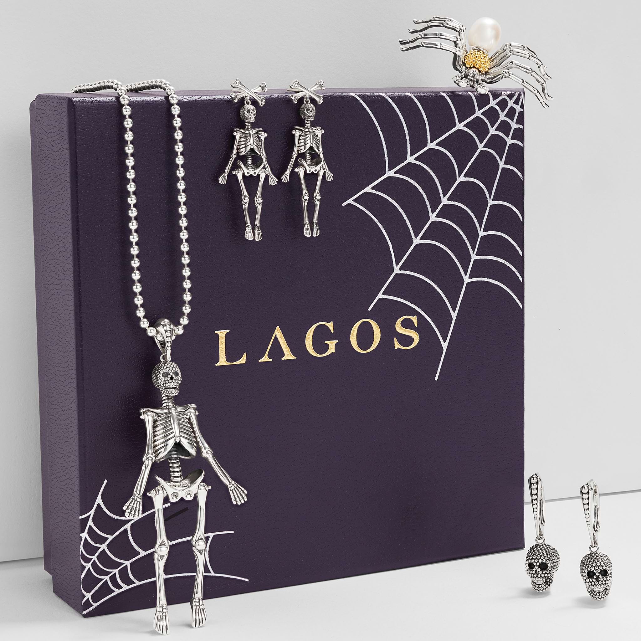 Anthem Caviar Beaded Skull Drop Earrings - Image 3