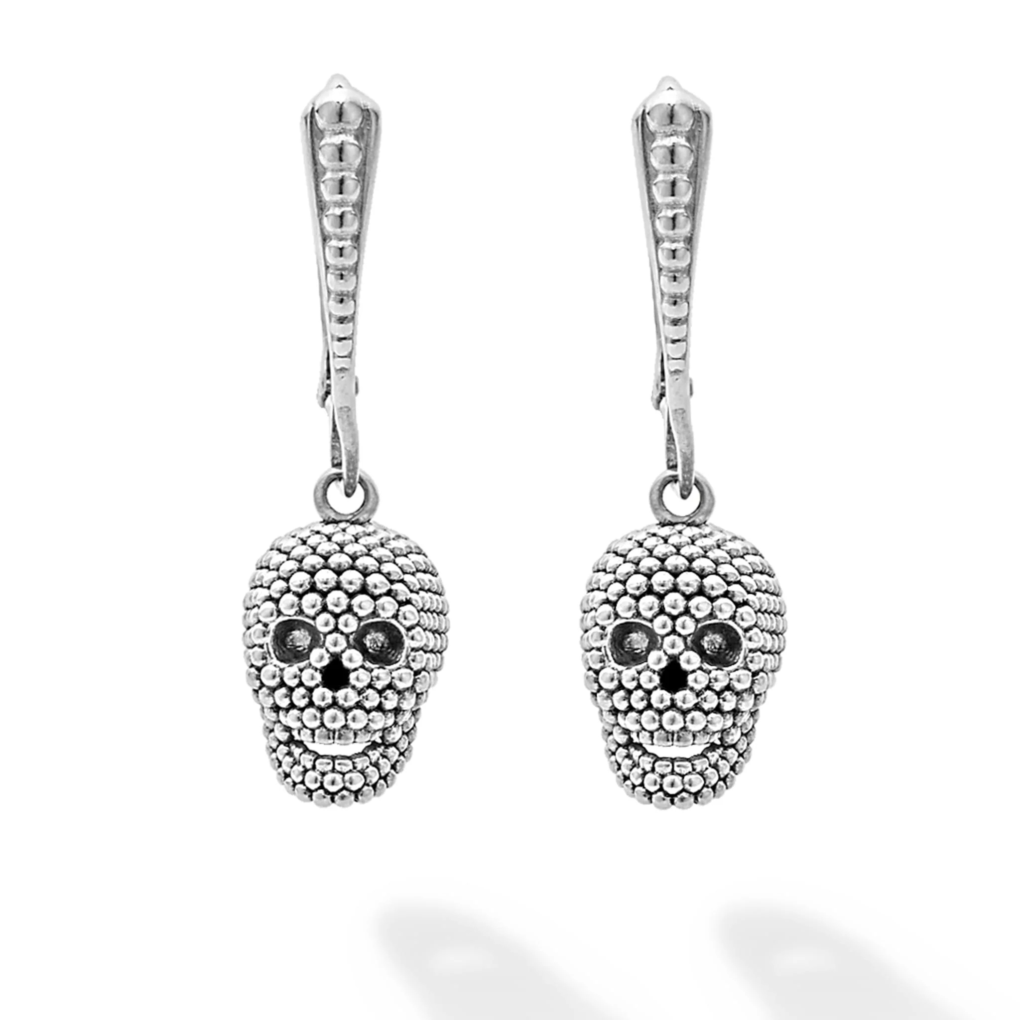 Anthem Caviar Beaded Skull Drop Earrings - Image 4