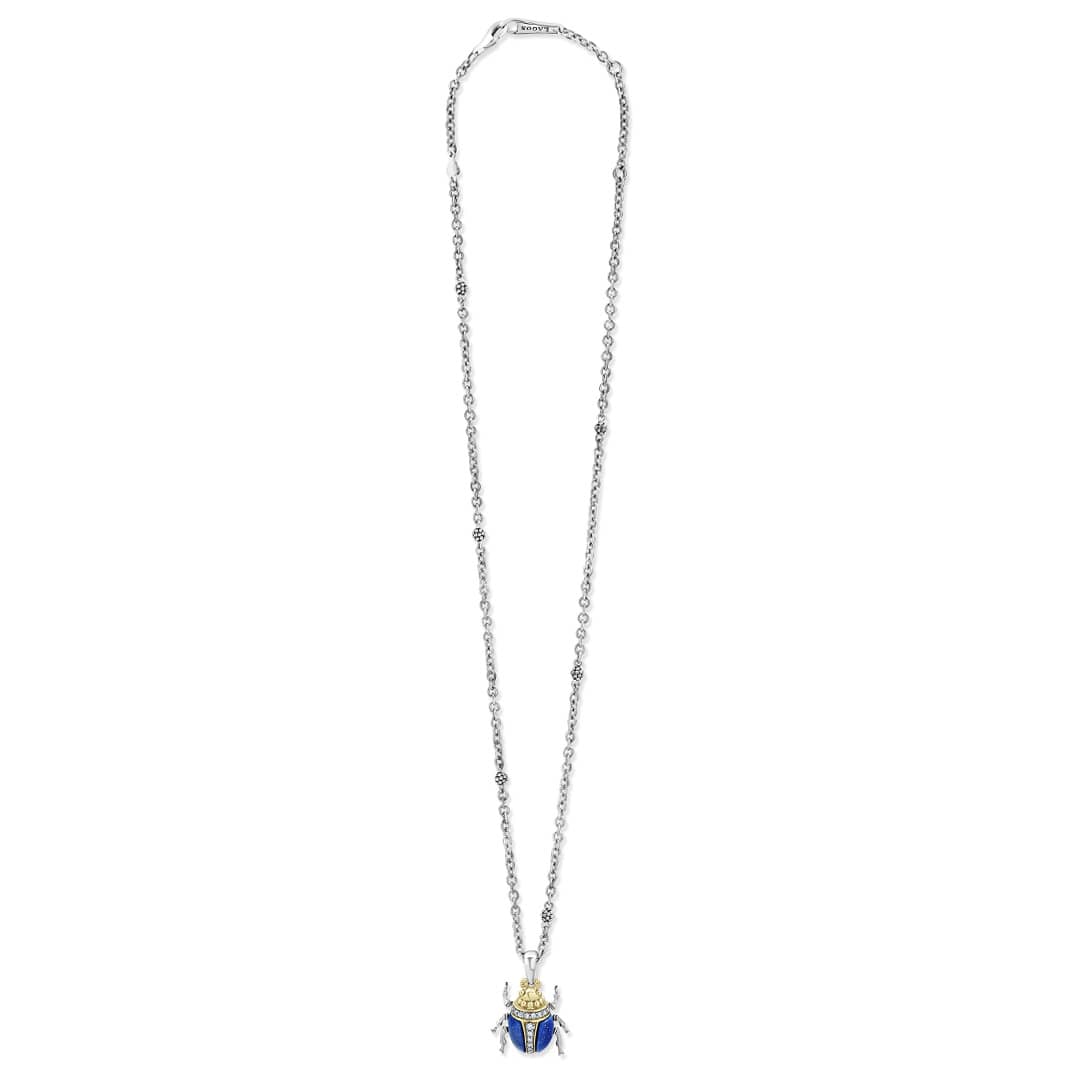 Rare Wonders Lapis Beetle Diamond Pendant Necklace - Image 3