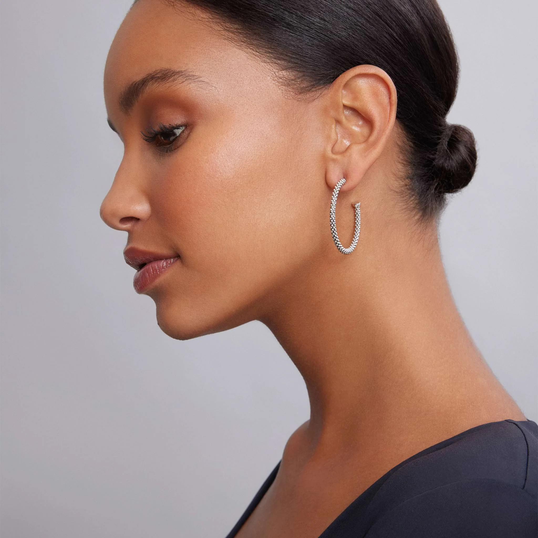 Signature Caviar Large Caviar Hoop Earrings - Image 2