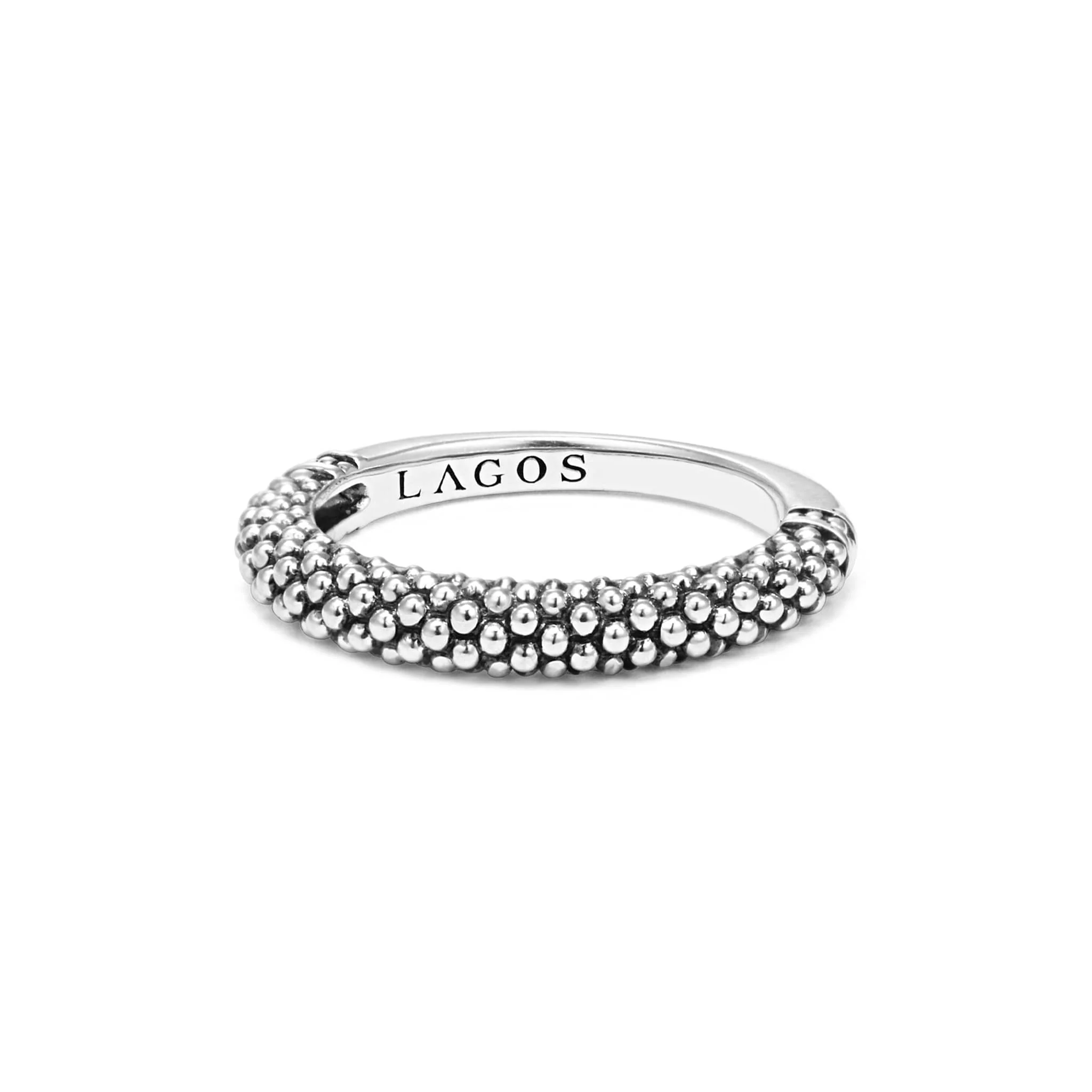 Signature Caviar Silver Caviar Stacking Ring - Image 3