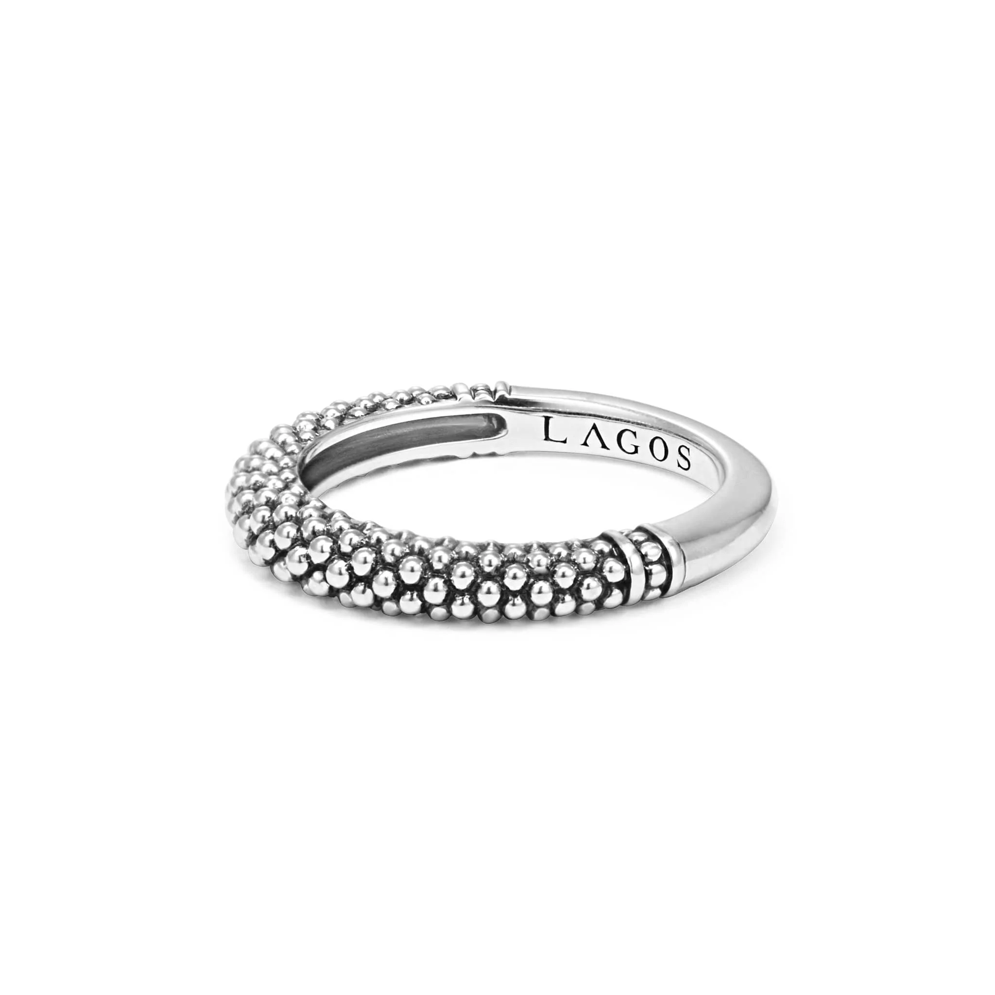 Signature Caviar Silver Caviar Stacking Ring - Image 4