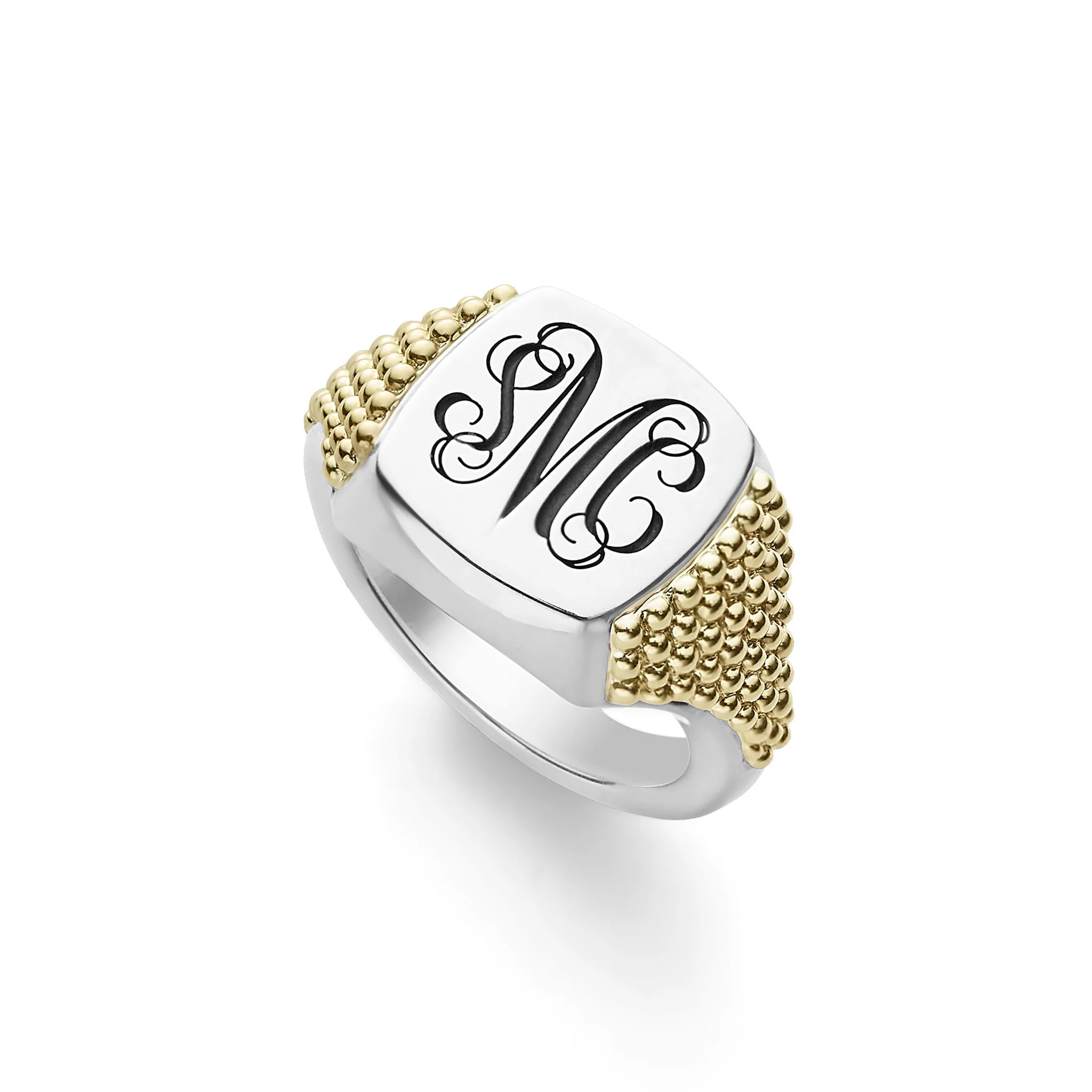 Signature Caviar Exclusive Two-Tone Statement Signet Ring - Image 4