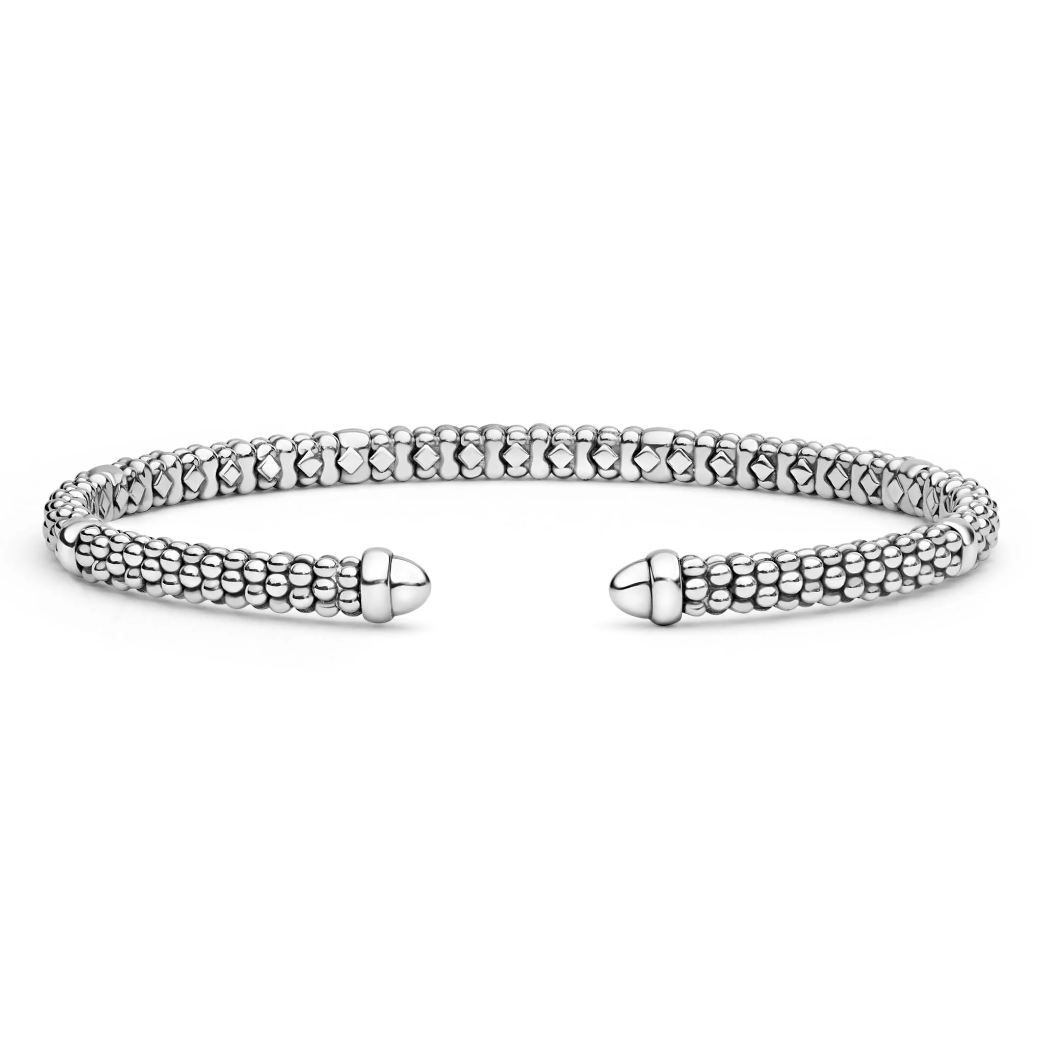 Signature Caviar Silver Caviar Beaded Mini Versa Torque Bracelet | 3mm