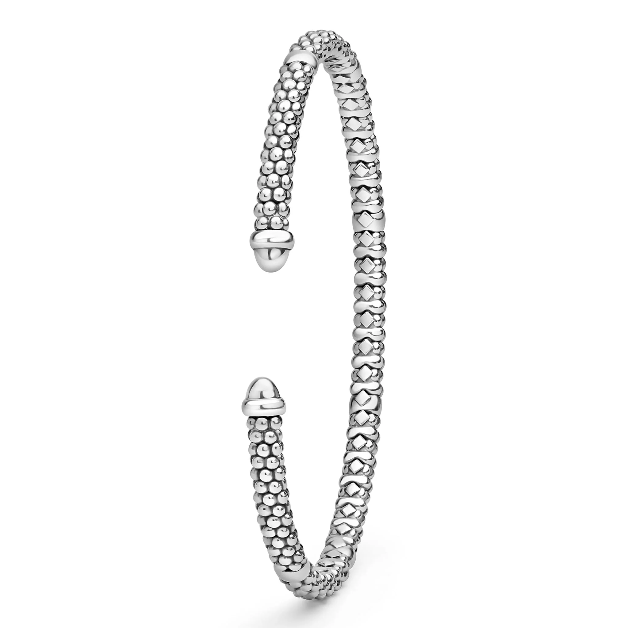 Signature Caviar Silver Caviar Beaded Mini Versa Torque Bracelet | 3mm - Image 5