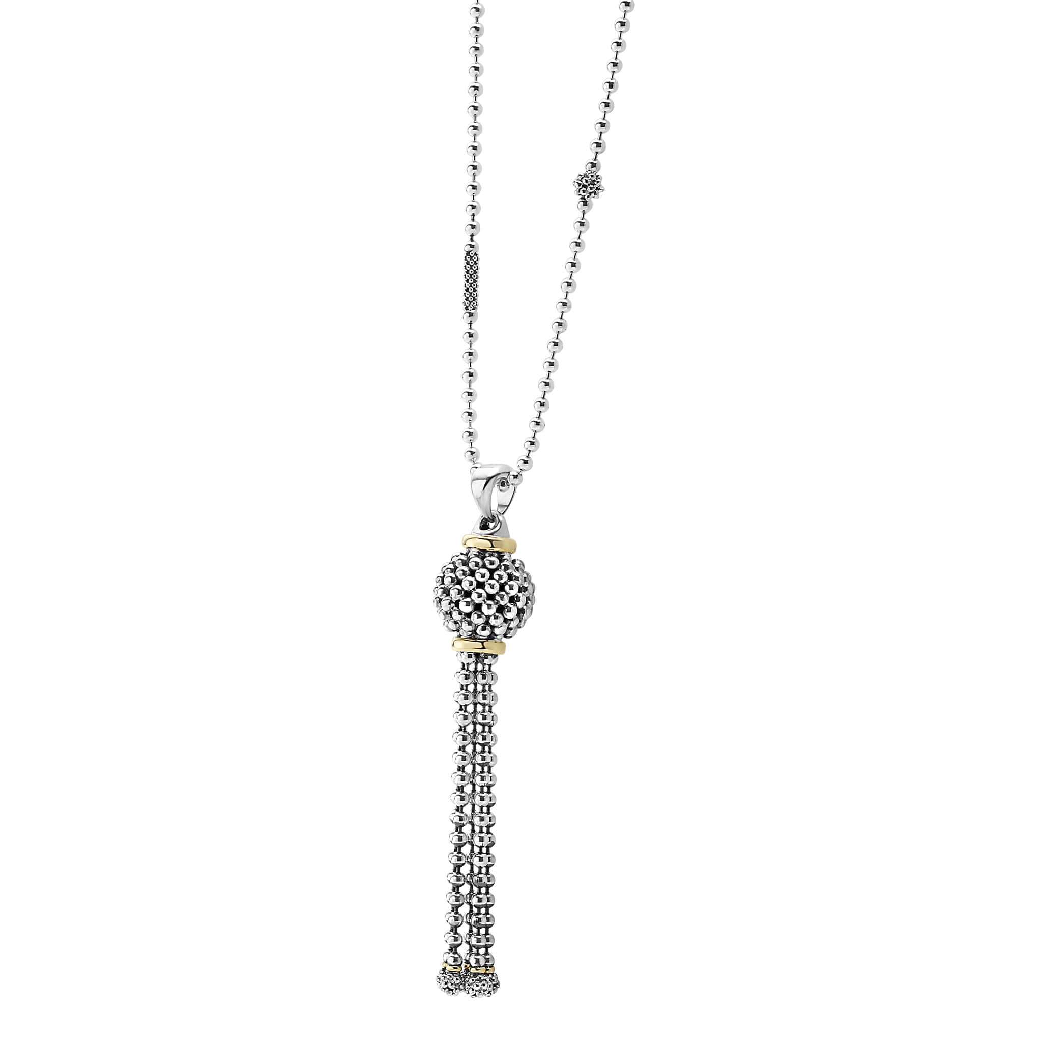 Signature Caviar Two-Tone Tassel Pendant Necklace - Image 4