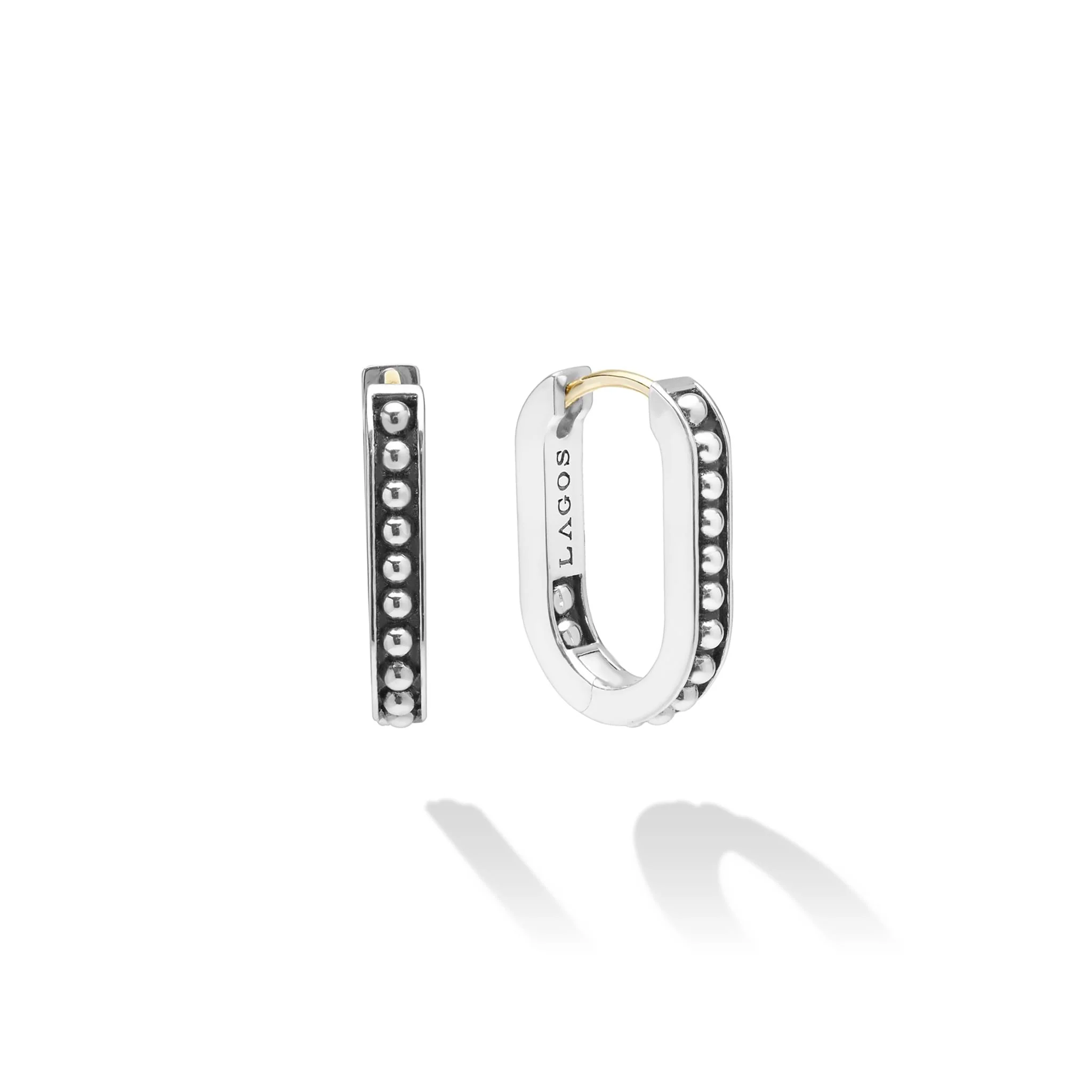 Signature Caviar Sterling Silver Caviar Beaded Oval Huggie Earring