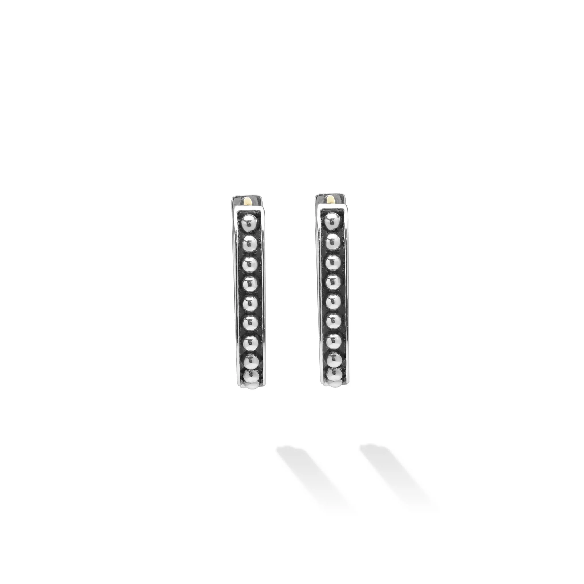 Signature Caviar Sterling Silver Caviar Beaded Oval Huggie Earring - Image 4