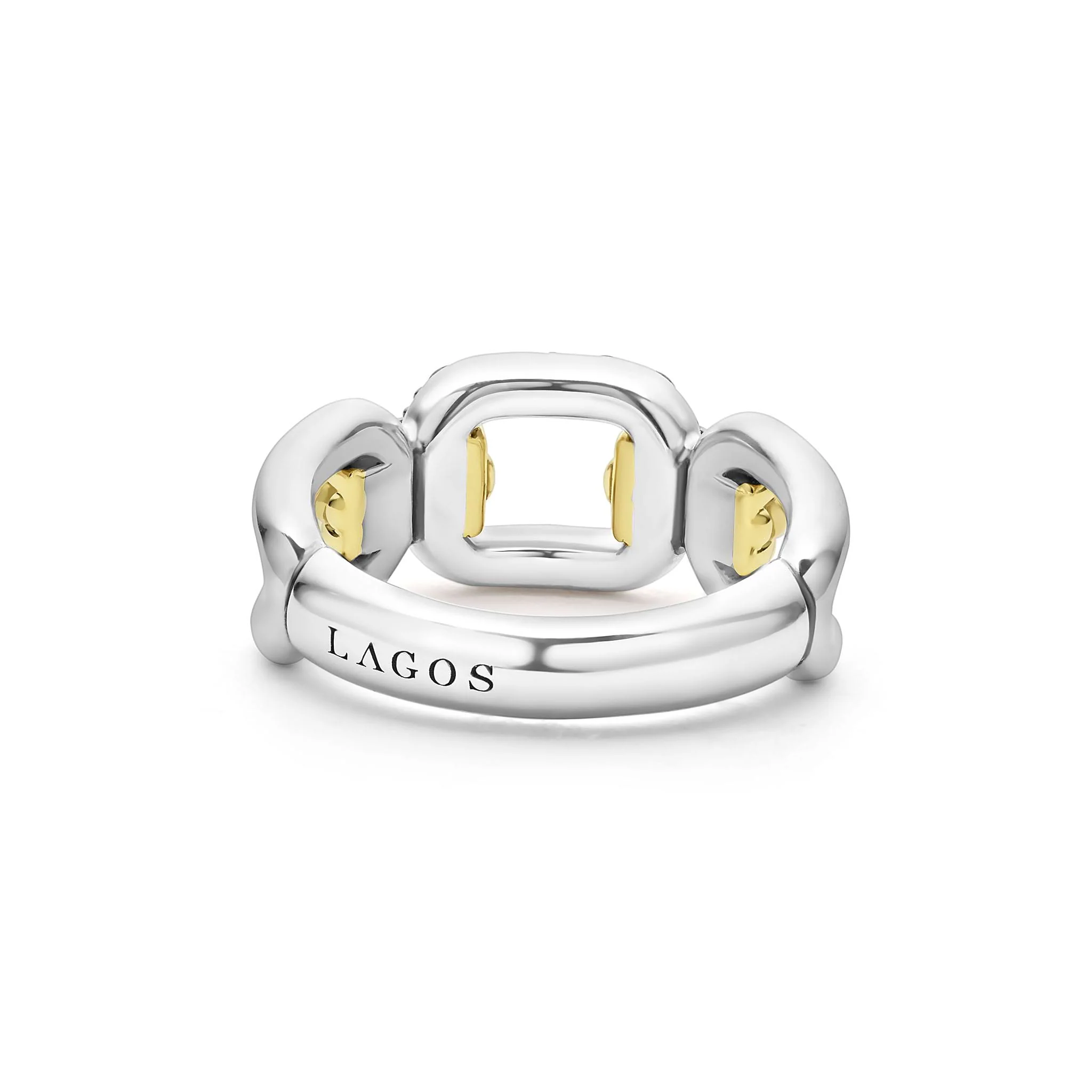 Signature Caviar Two-Tone Link Diamond Ring - Image 5