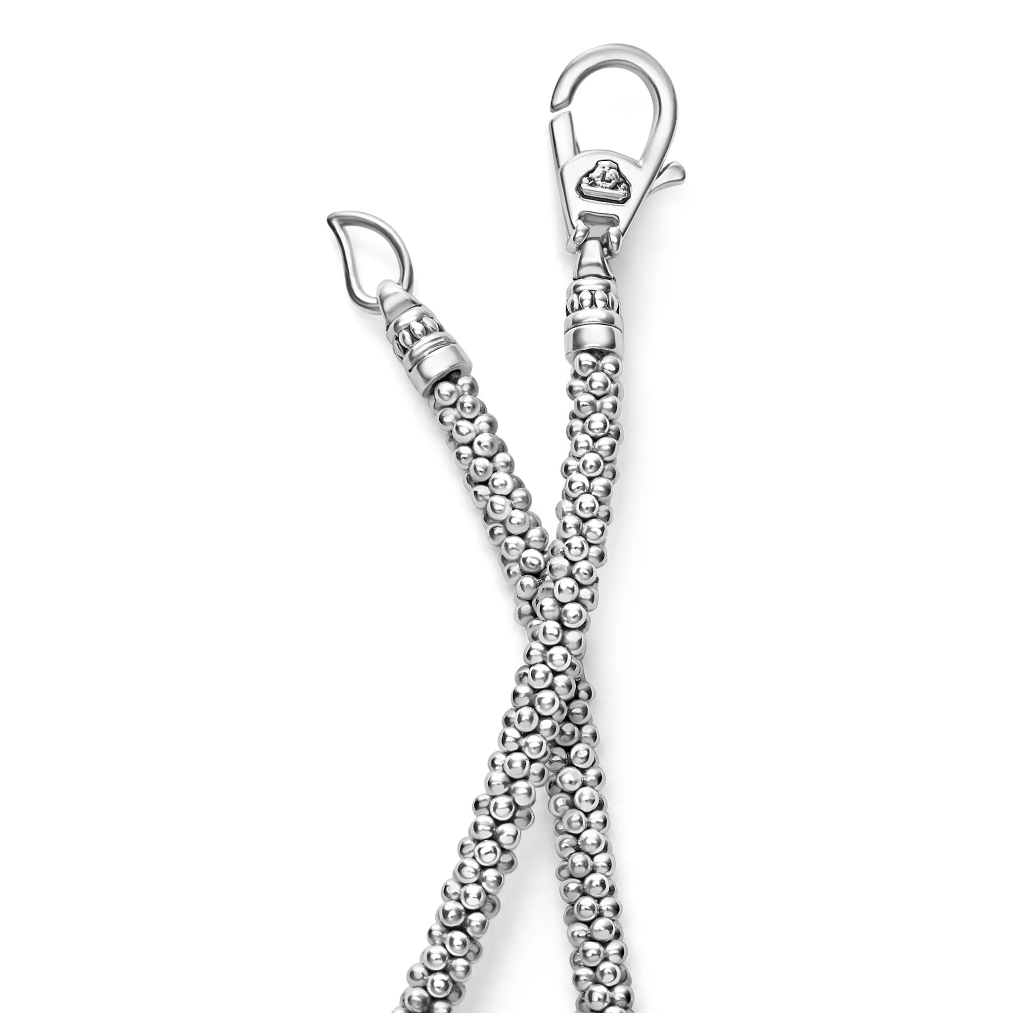 Signature Caviar Two-Tone Interlocking Diamond Pendant Necklace - Image 6