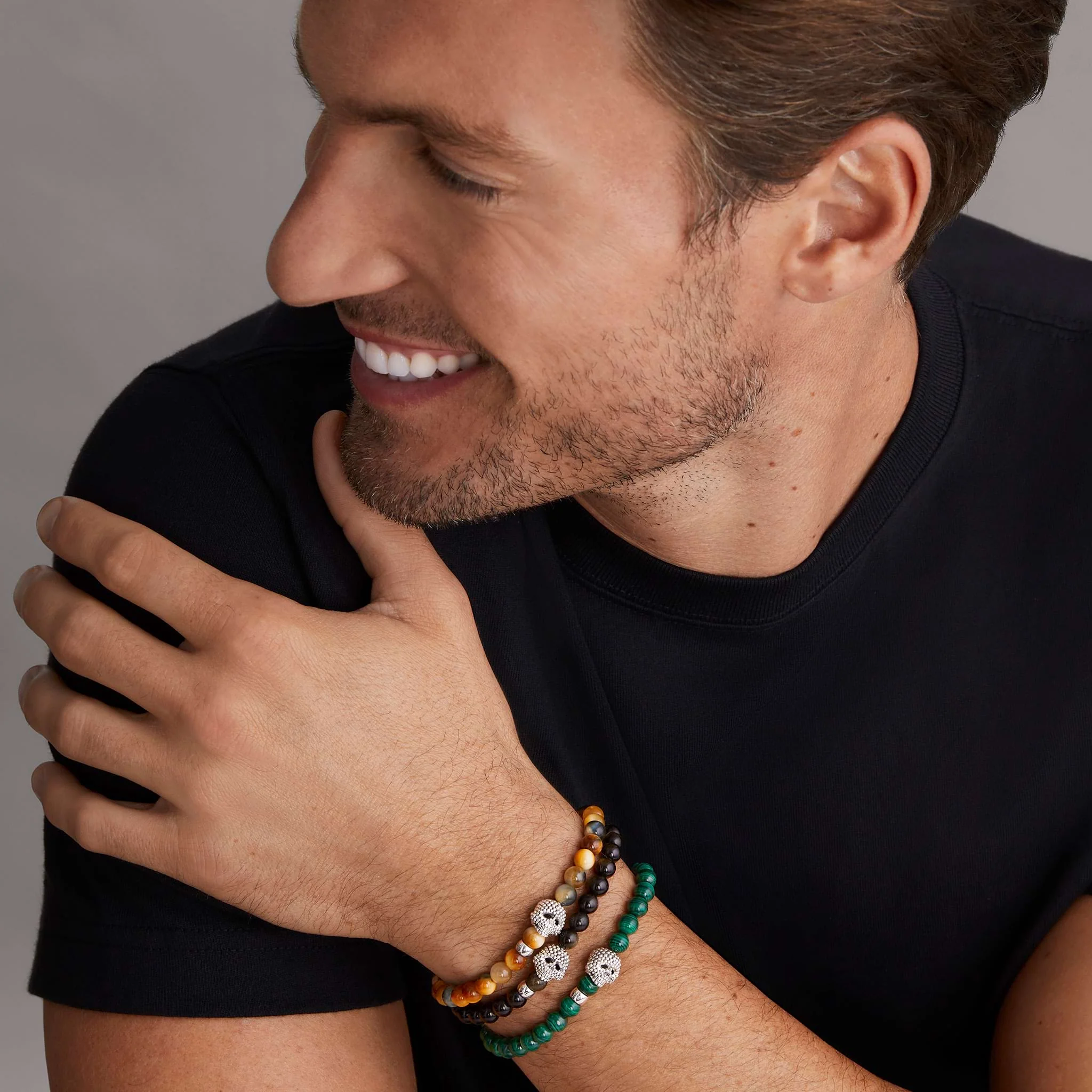 Anthem Malachite Skull Bead Bracelet - Image 6