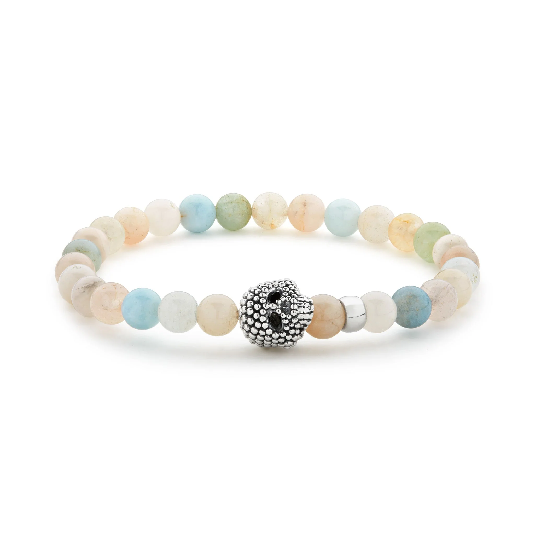 Anthem Morganite Skull Bead Bracelet