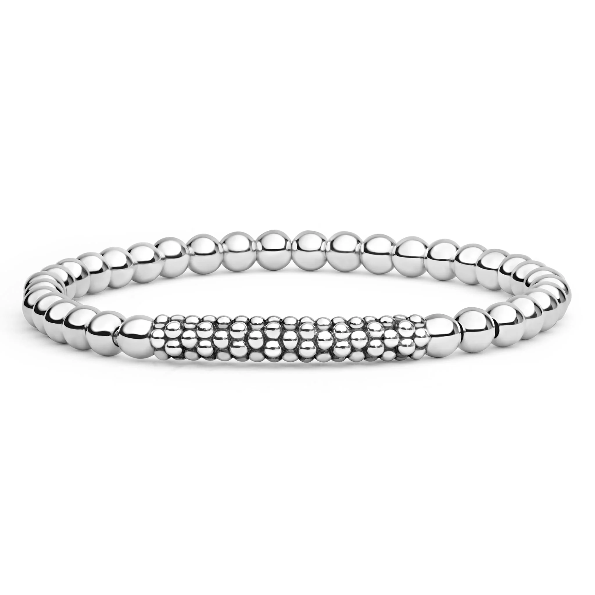 Signature Caviar Sterling Silver Caviar Beaded Bar Stretch Bracelet