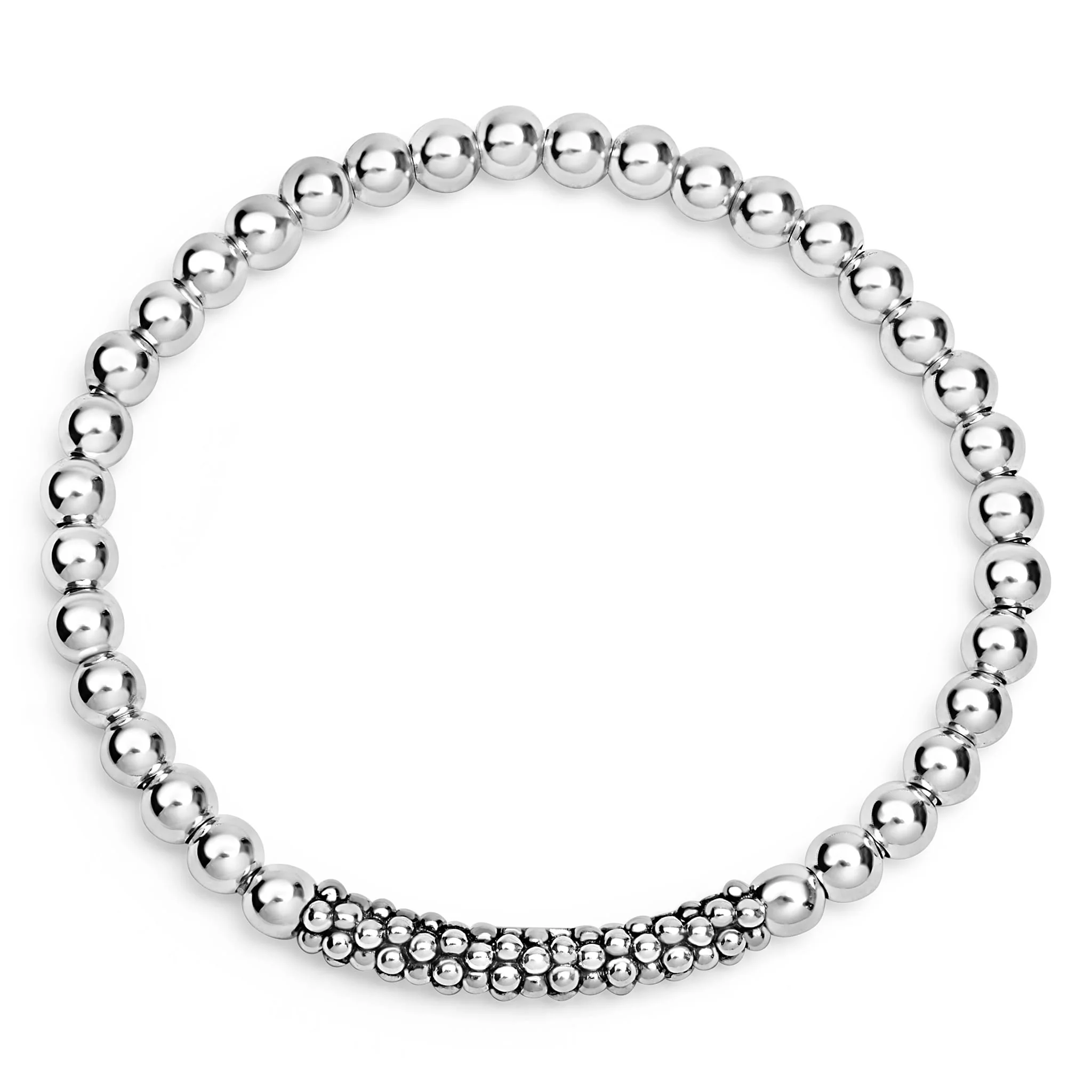 Signature Caviar Sterling Silver Caviar Beaded Bar Stretch Bracelet - Image 3