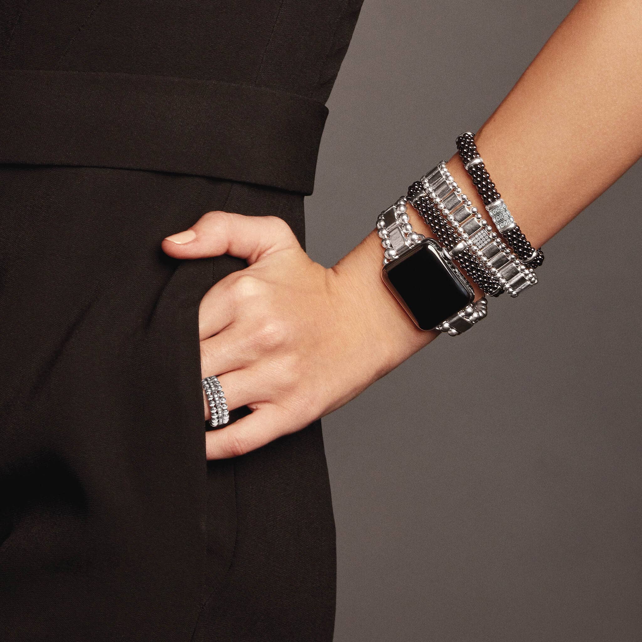 Smart Caviar Sterling Silver Watch Bracelet-38-45mm - Image 7