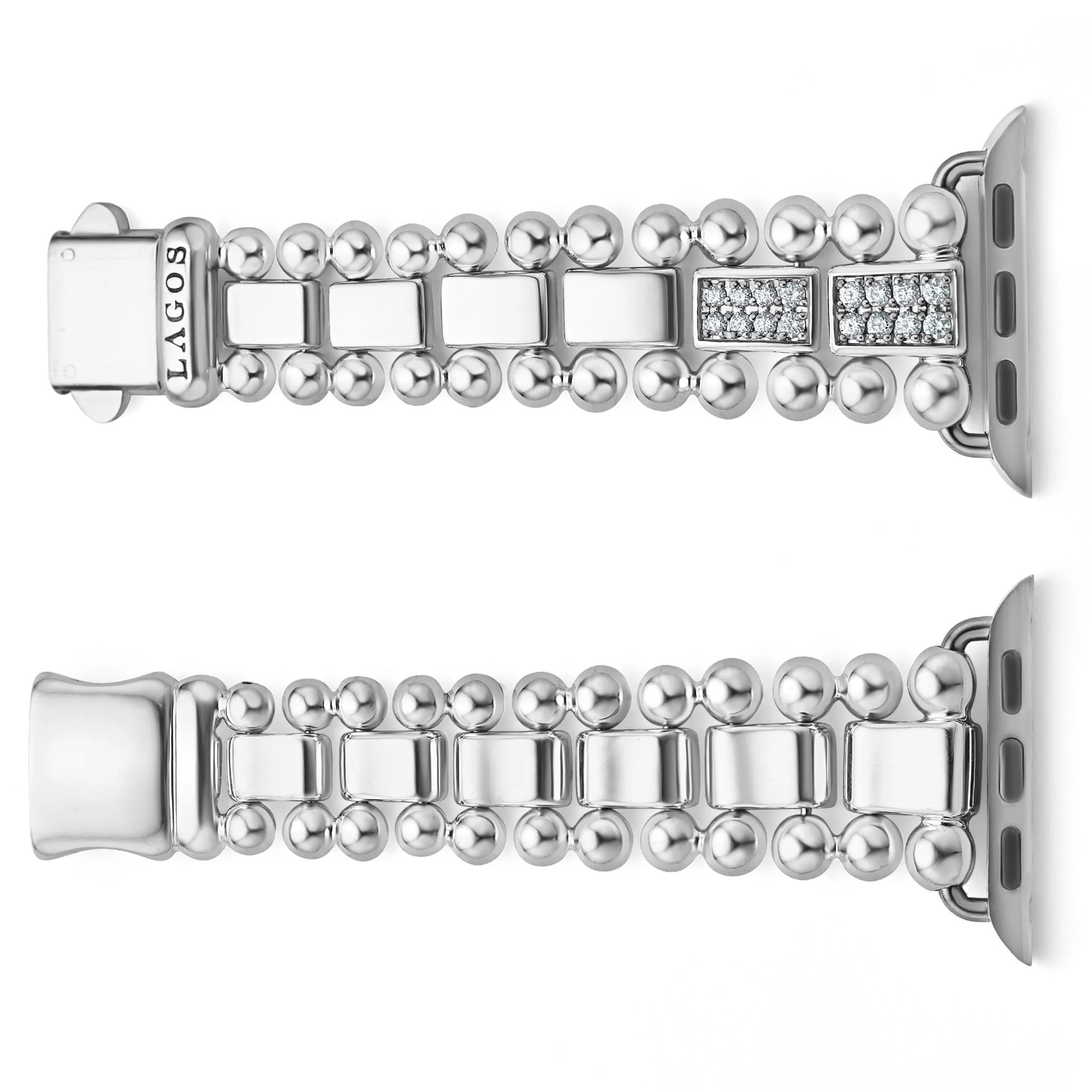 Smart Caviar Sterling Silver Half Diamond Watch Bracelet-38-45mm - Image 3