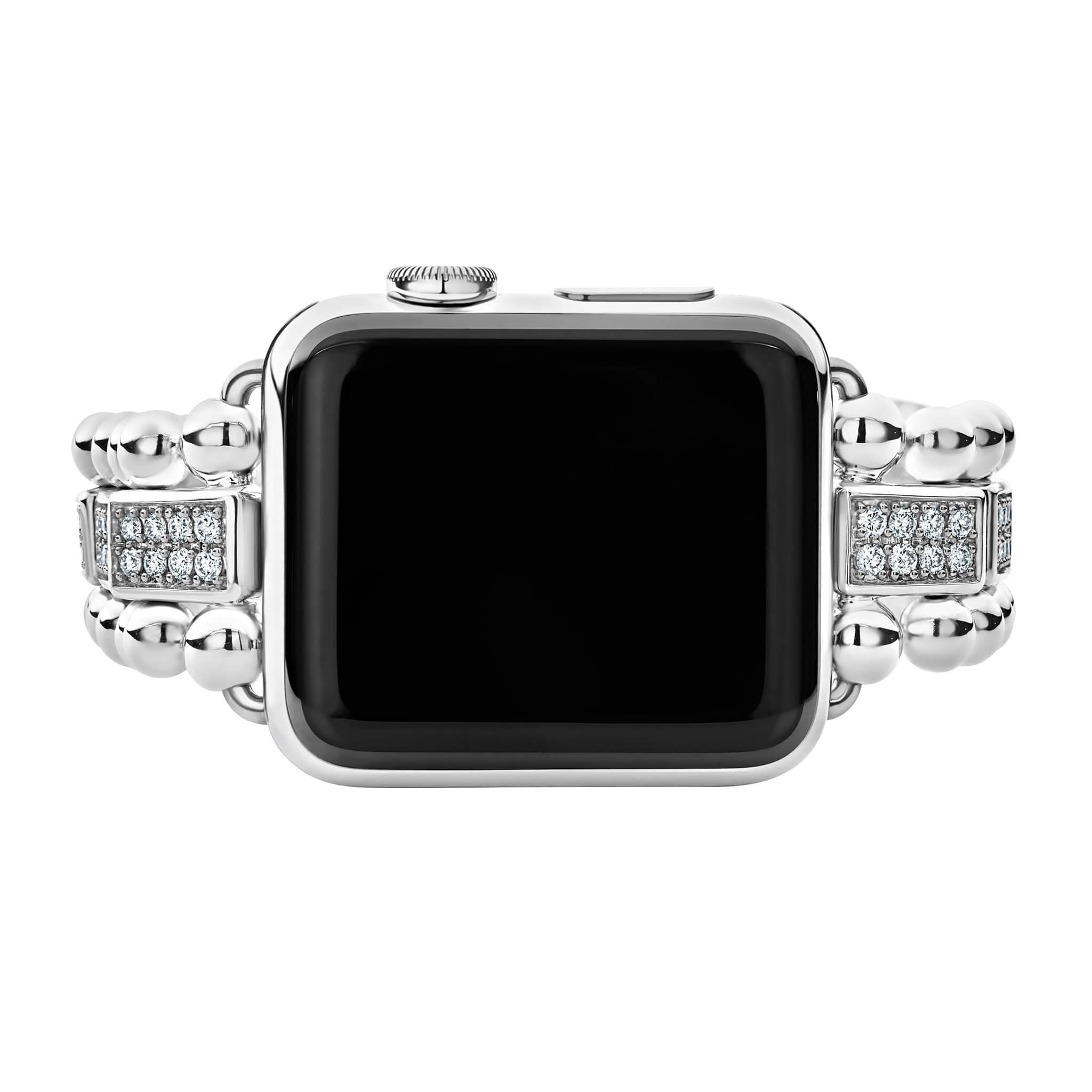 Smart Caviar Sterling Silver Half Diamond Watch Bracelet-38-45mm - Image 5