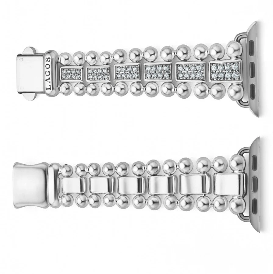 Smart Caviar Sterling Silver Full Diamond Watch Bracelet-38-45mm - Image 5