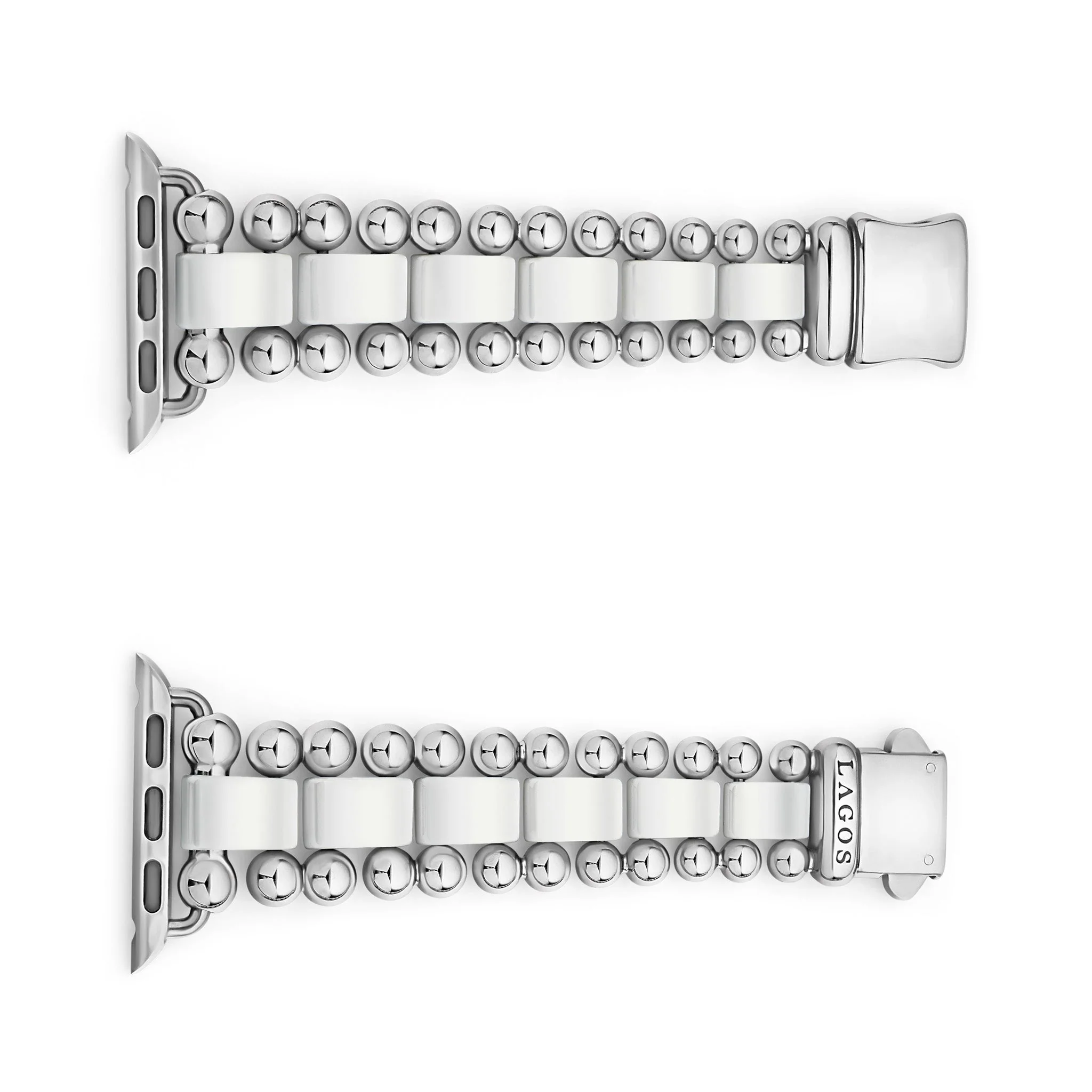 Smart Caviar White Ceramic and Stainless Steel Watch Bracelet-38-45mm - Image 3
