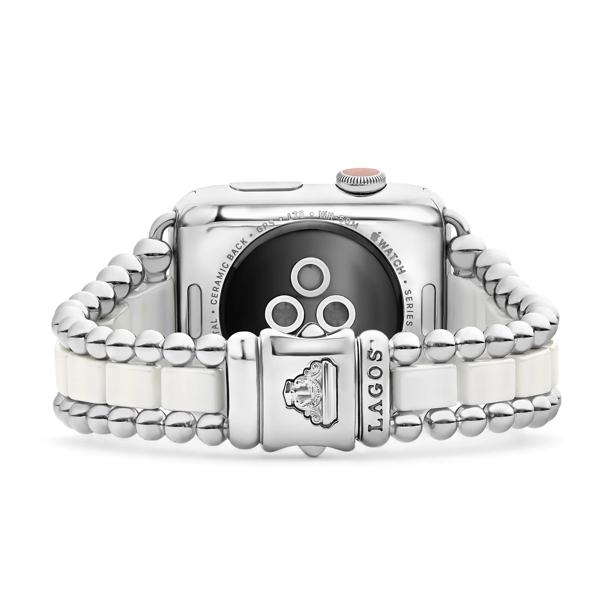 Smart Caviar White Ceramic and Stainless Steel Watch Bracelet-42-49mm - Image 3