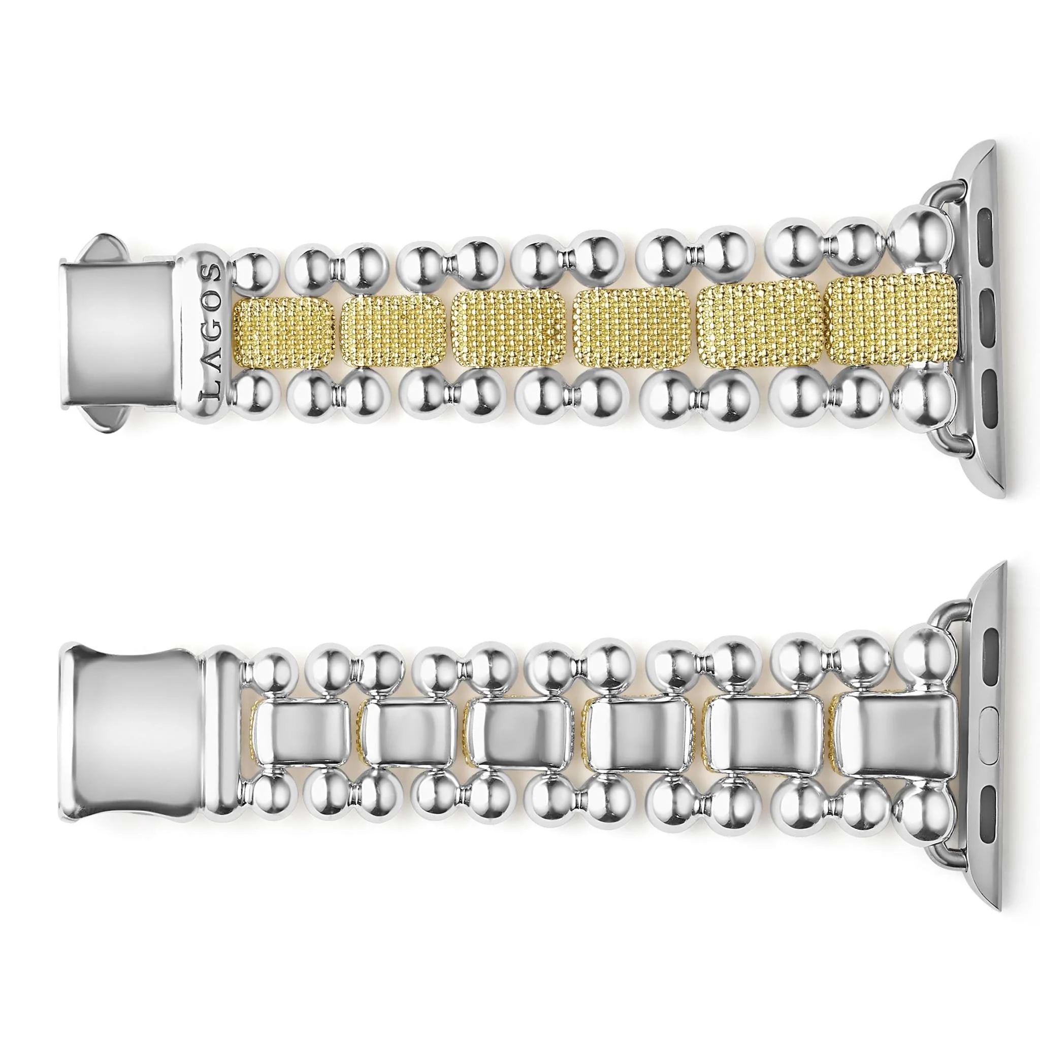 Smart Caviar 18K Gold and Sterling Silver Caviar Beaded Watch Bracelet-38-45mm - Image 3