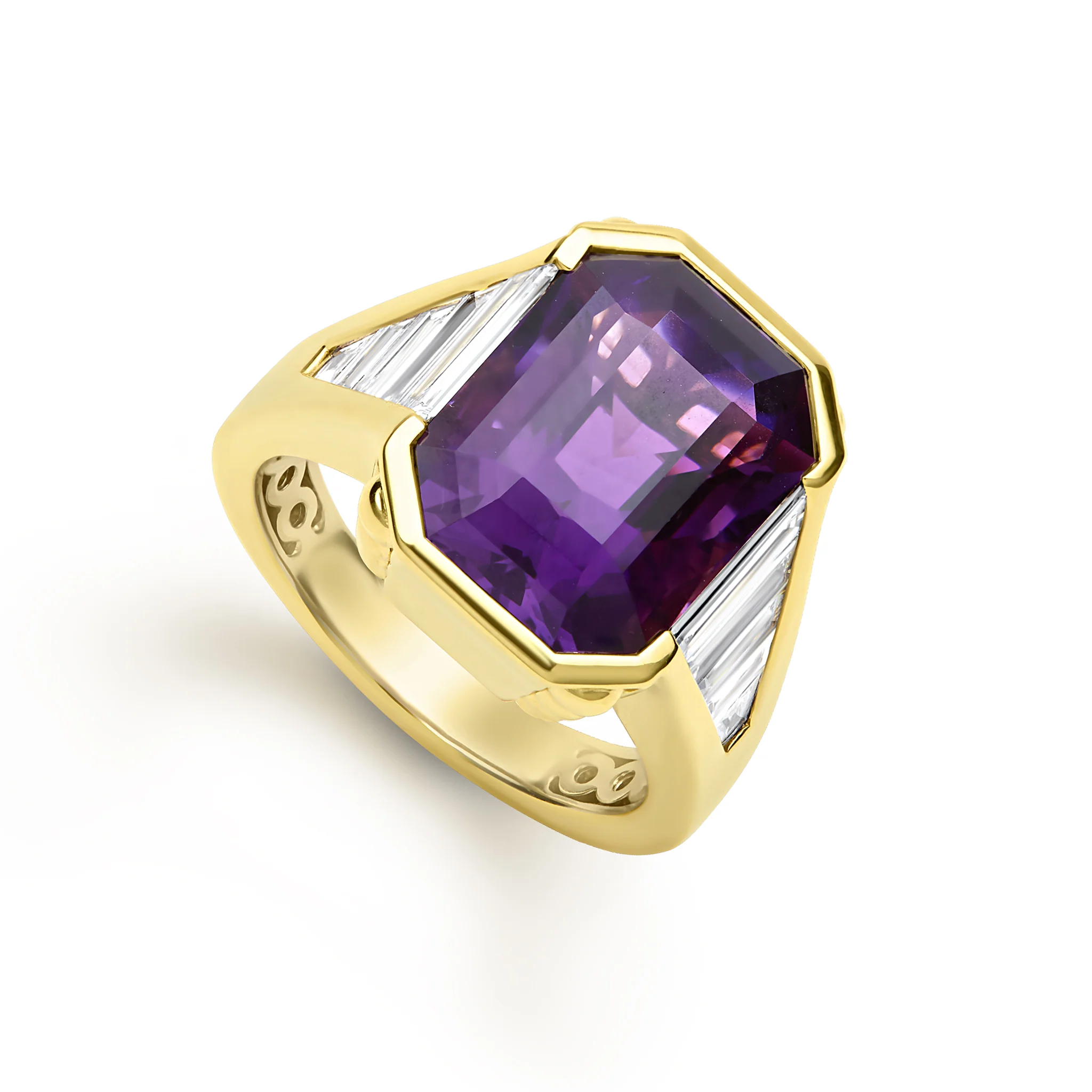 SML 18K Amethyst and Diamond Ring