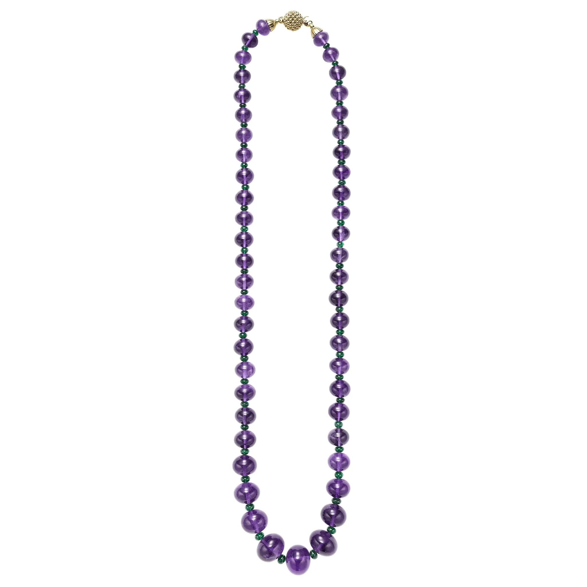 Studio 18K Gold and Amethyst Cabochon Statement Necklace