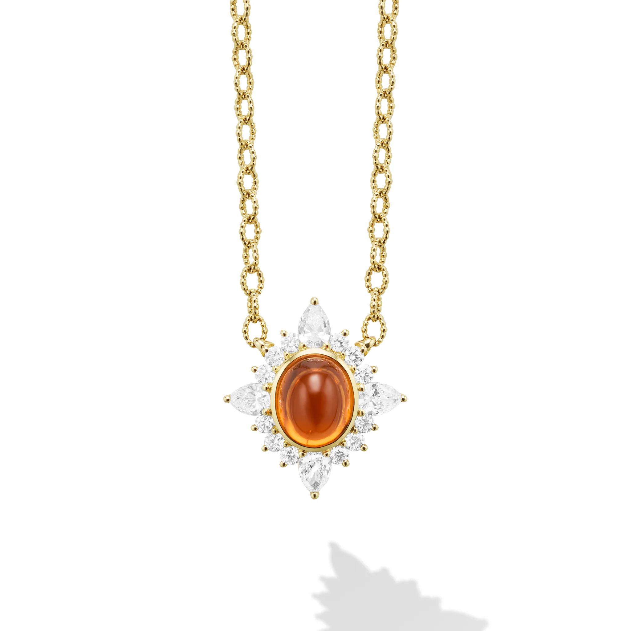 SML 18K Diamond & Orange Garnet Pendant Necklace