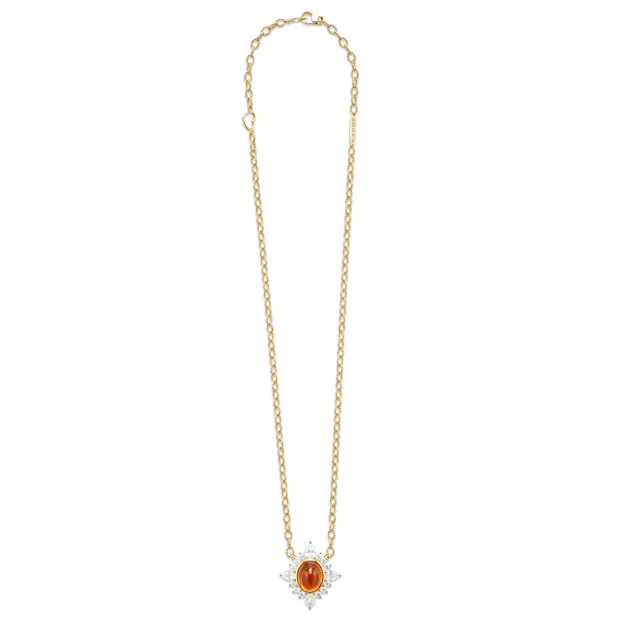 SML 18K Diamond & Orange Garnet Pendant Necklace - Image 2