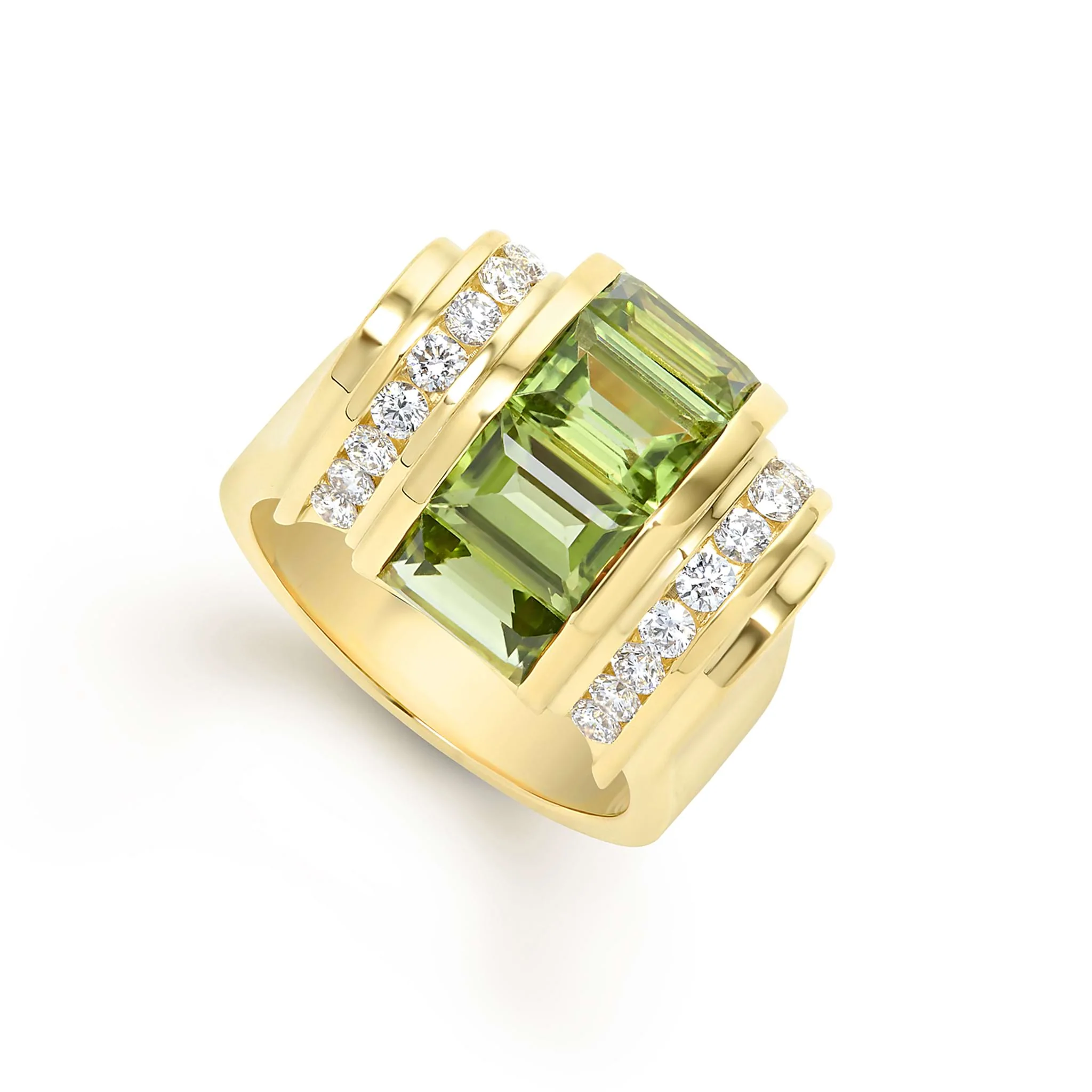 Studio 18K Gold Peridot and Diamond Ring - Image 11