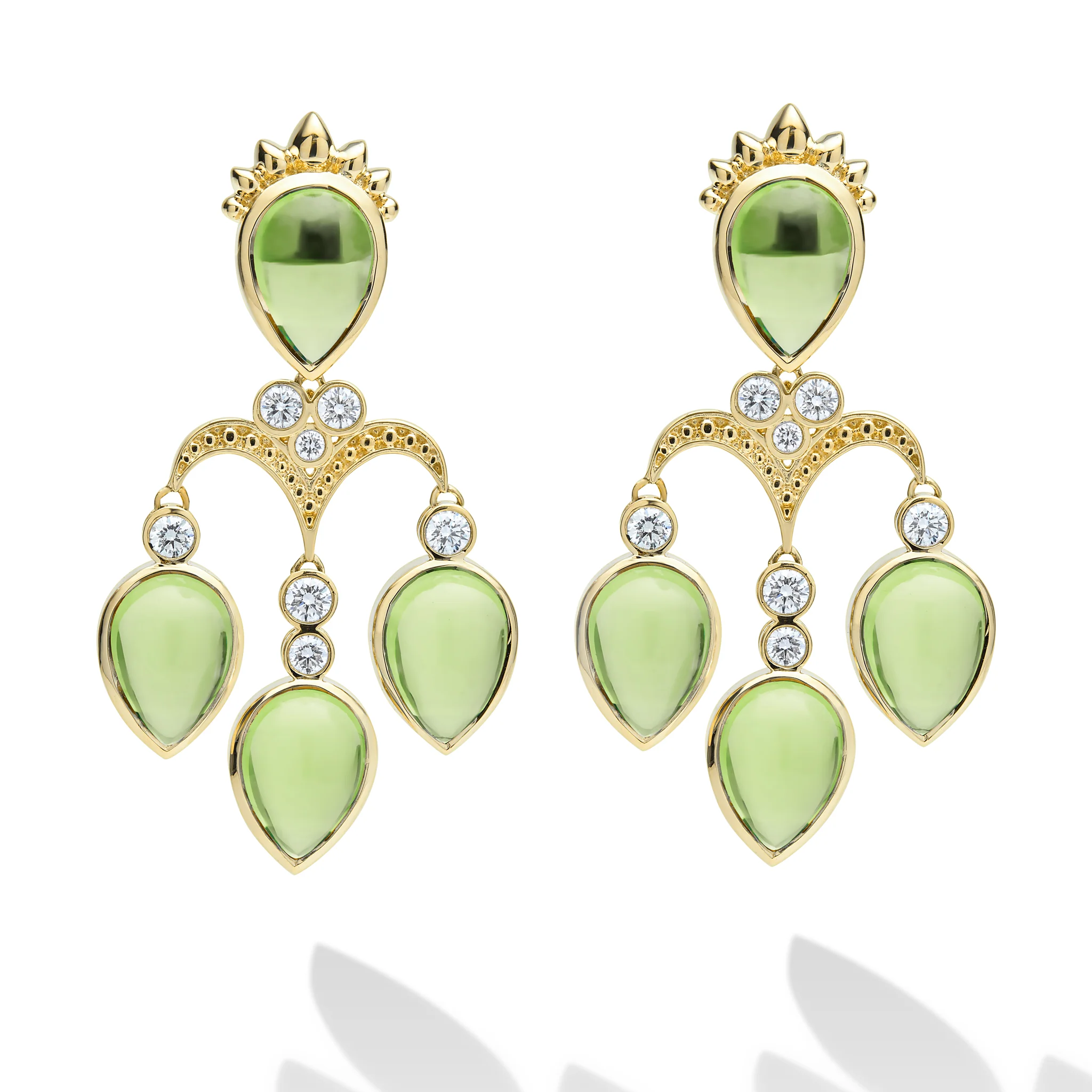 Studio 18K Gold Peridot & Diamond Drop Earrings - Image 2
