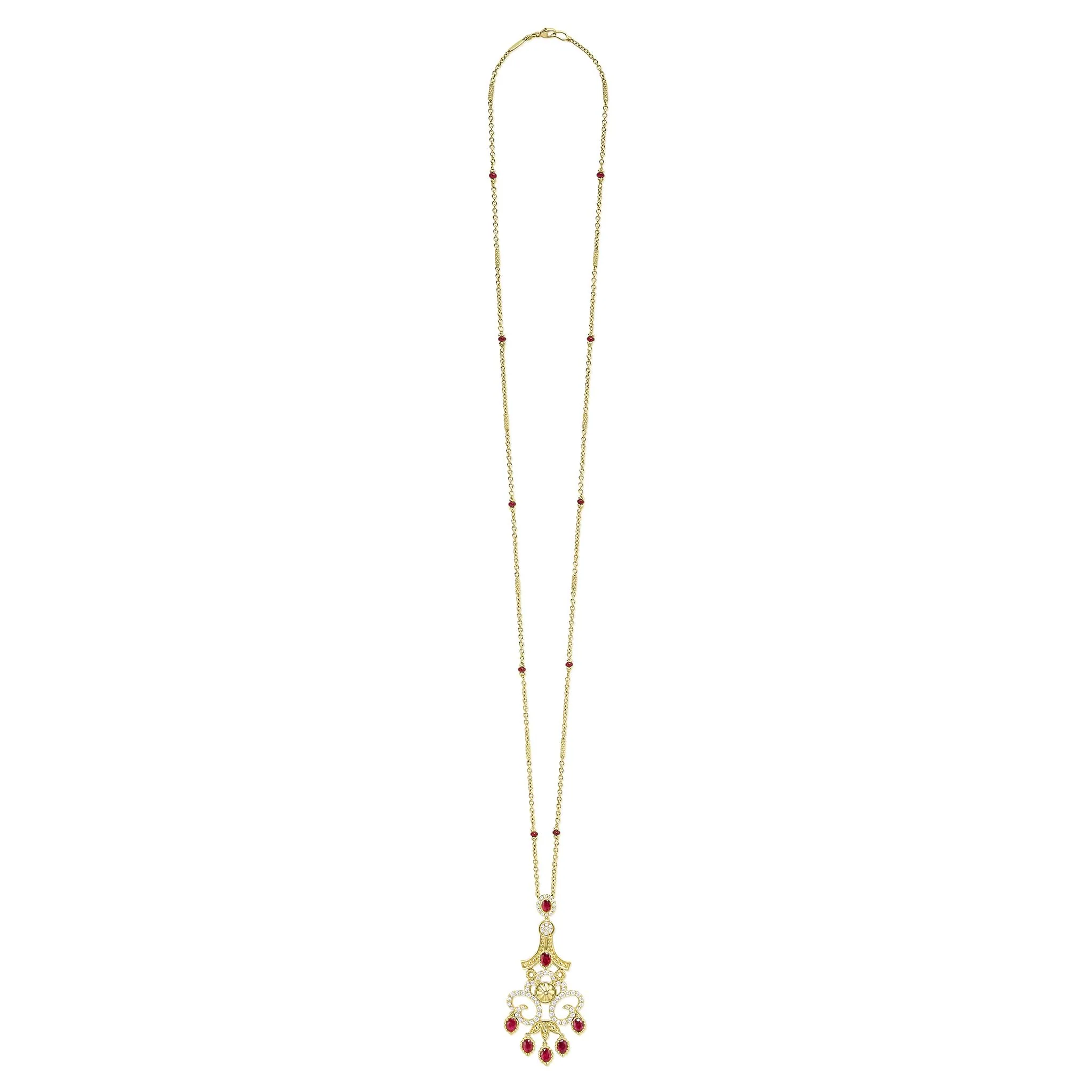 Studio 18K Gold Ruby and Diamond Chandelier Necklace