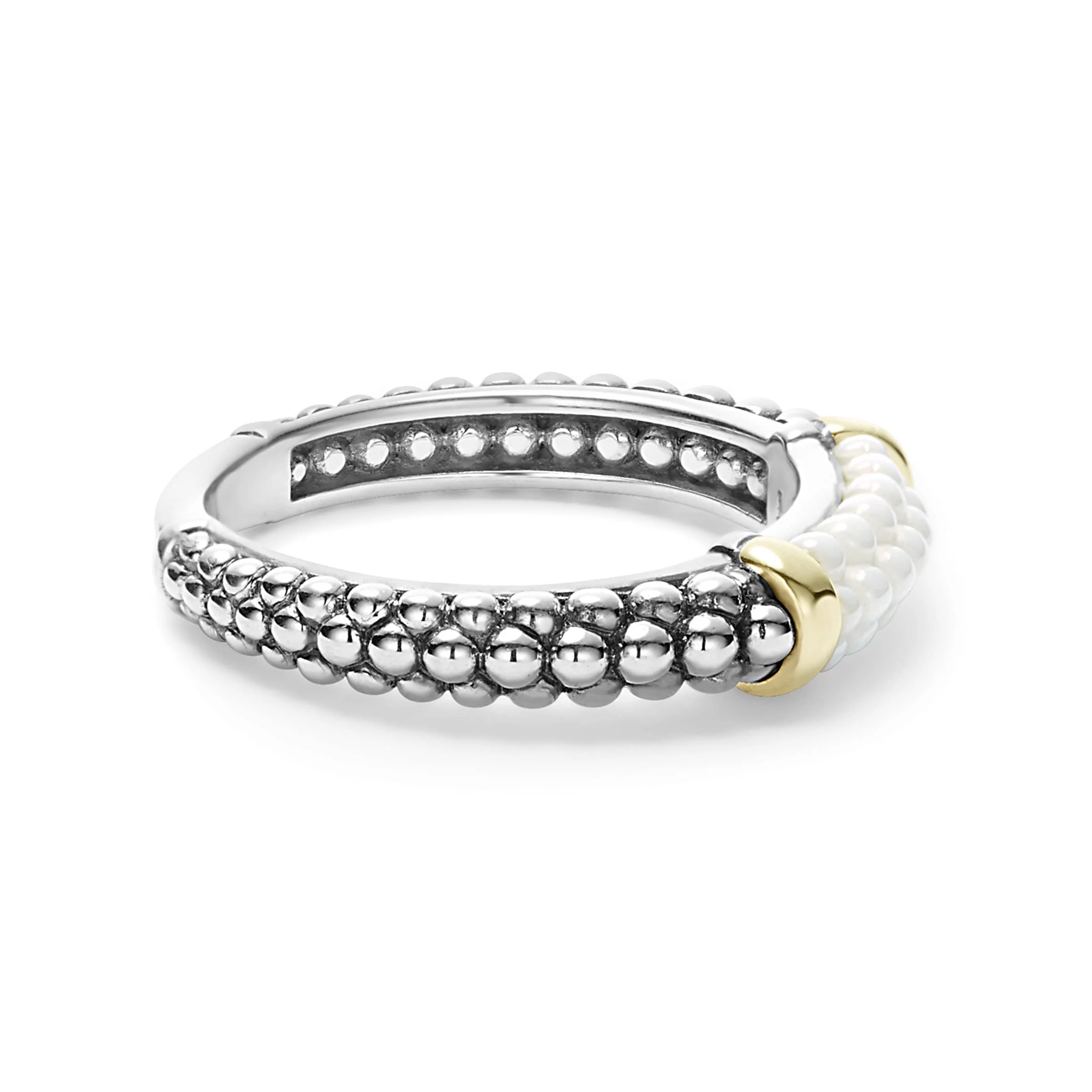 White Caviar Ceramic Two-Tone Caviar Stacking Ring - Image 4