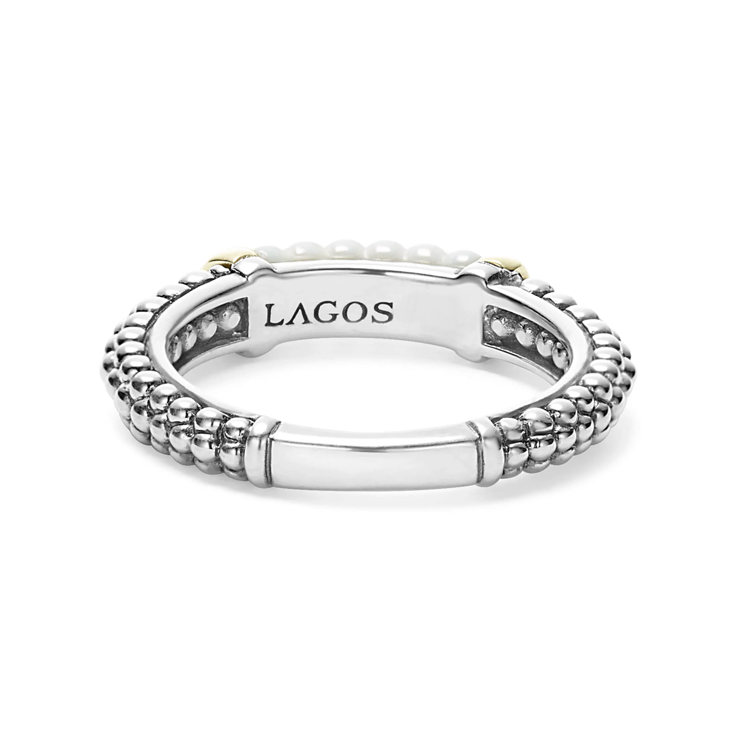 White Caviar Ceramic Two-Tone Caviar Stacking Ring - Image 5